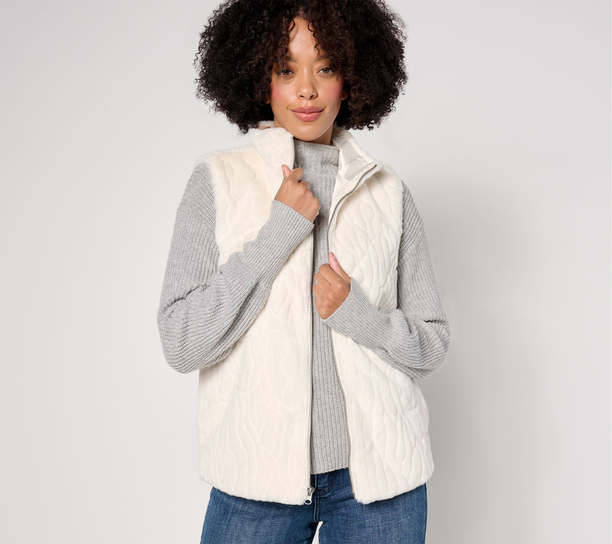 "As Is" Studio Park x Kerstin Lindquist Faux Fur Zip Front Vest