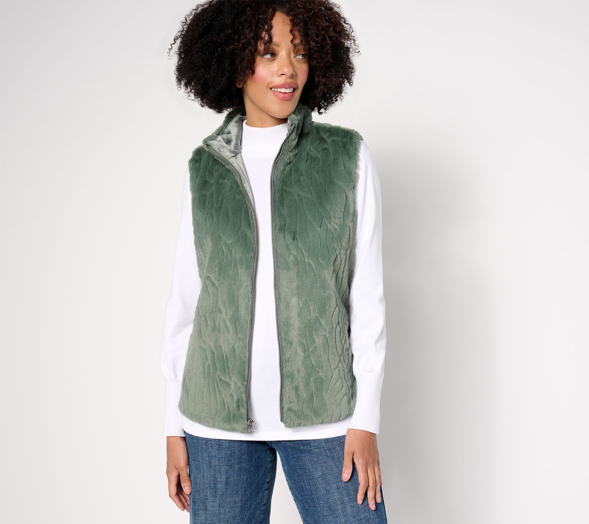 "As Is" Studio Park x Kerstin Lindquist Faux Fur Zip Front Vest
