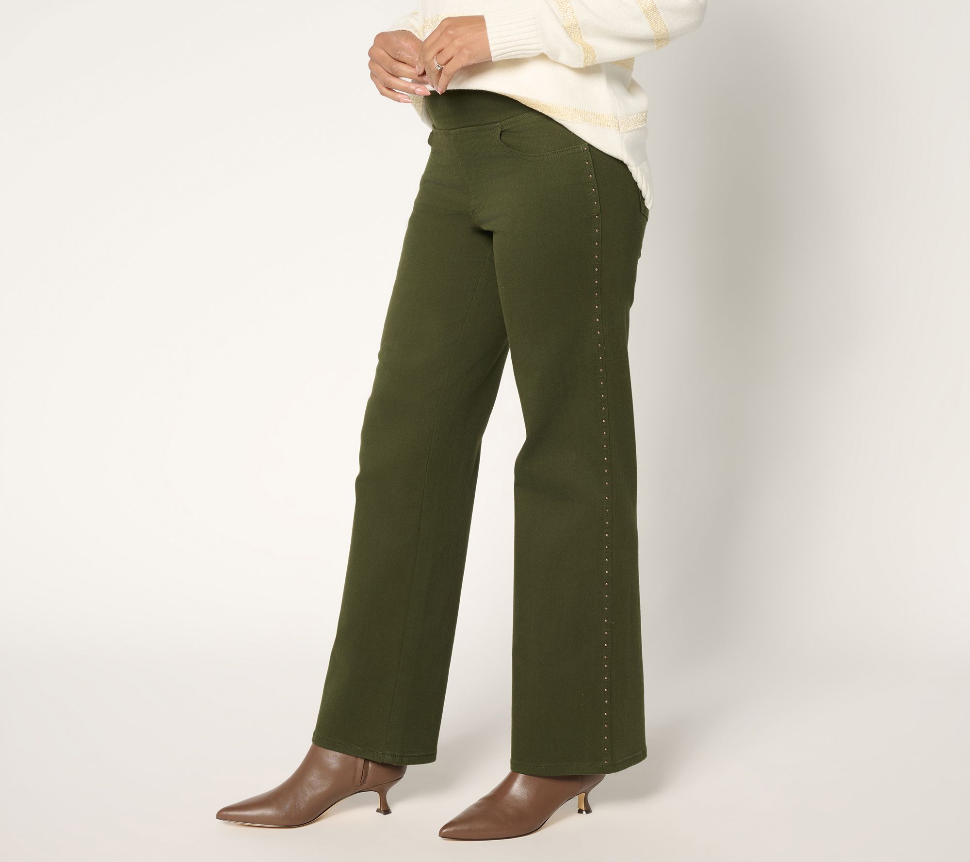 Belle by Kim Gravel Tall Primabelle Twill Studded Wide Leg Jean