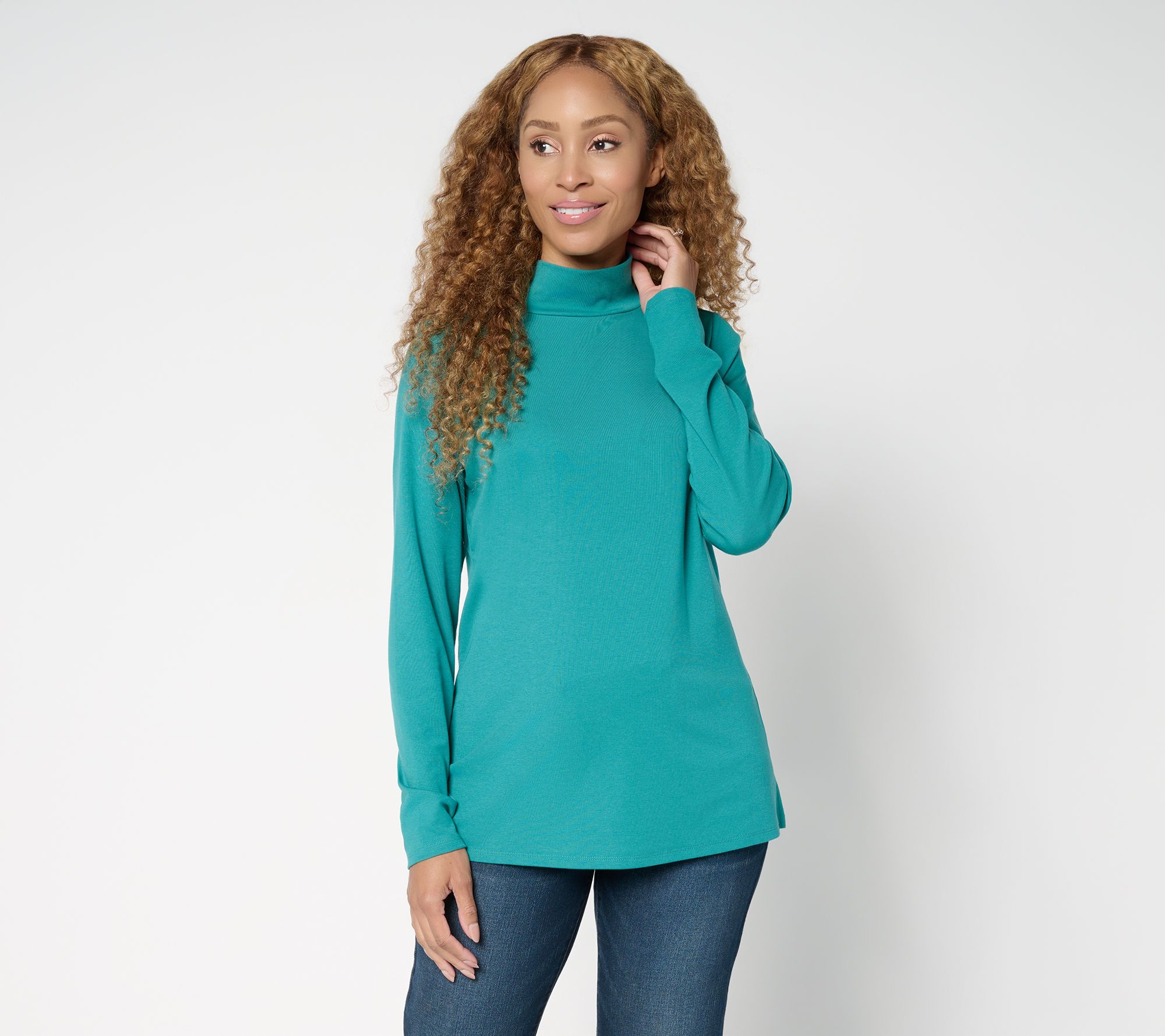 Belle by Kim Gravel TripleLuxe Micro Rib Mock Neck Top