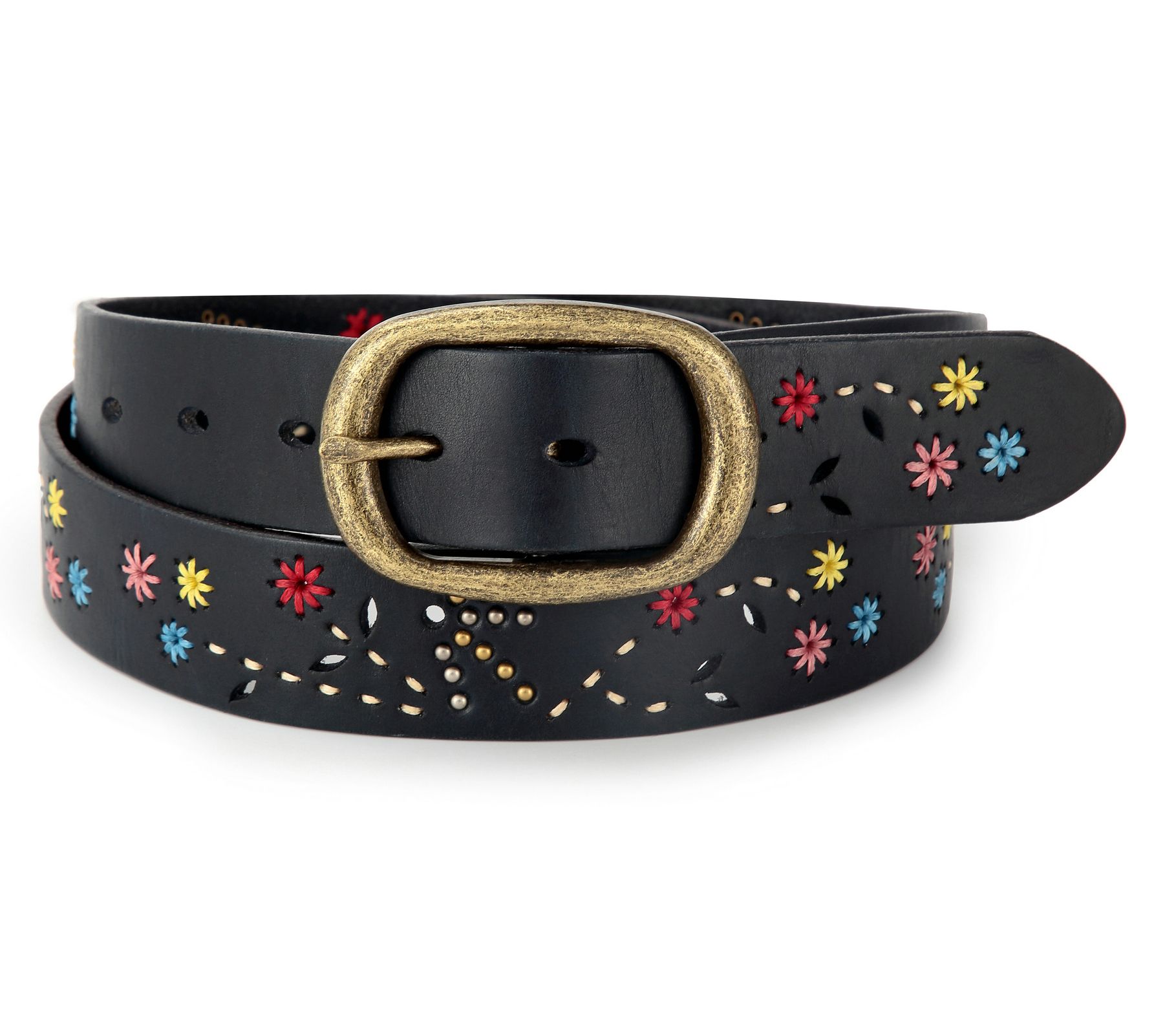 Old Trend Blossom Stitched Leather Belt - QVC.com Old Trend Blossom Stitched Leather Belt - QVC.com