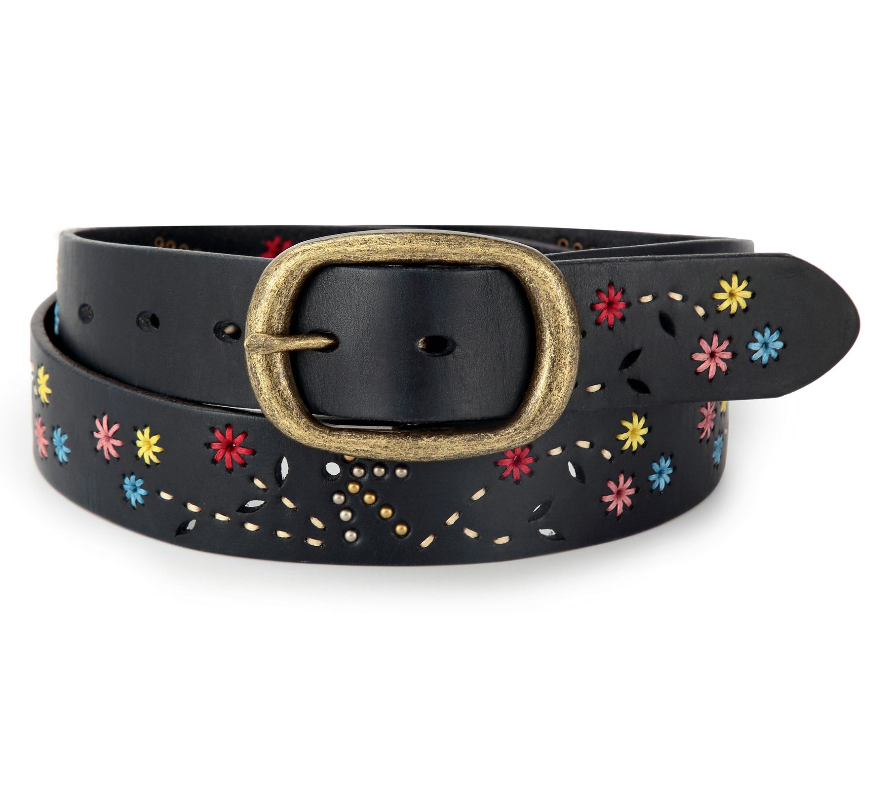 Old Trend Blossom Stitched Leather Belt