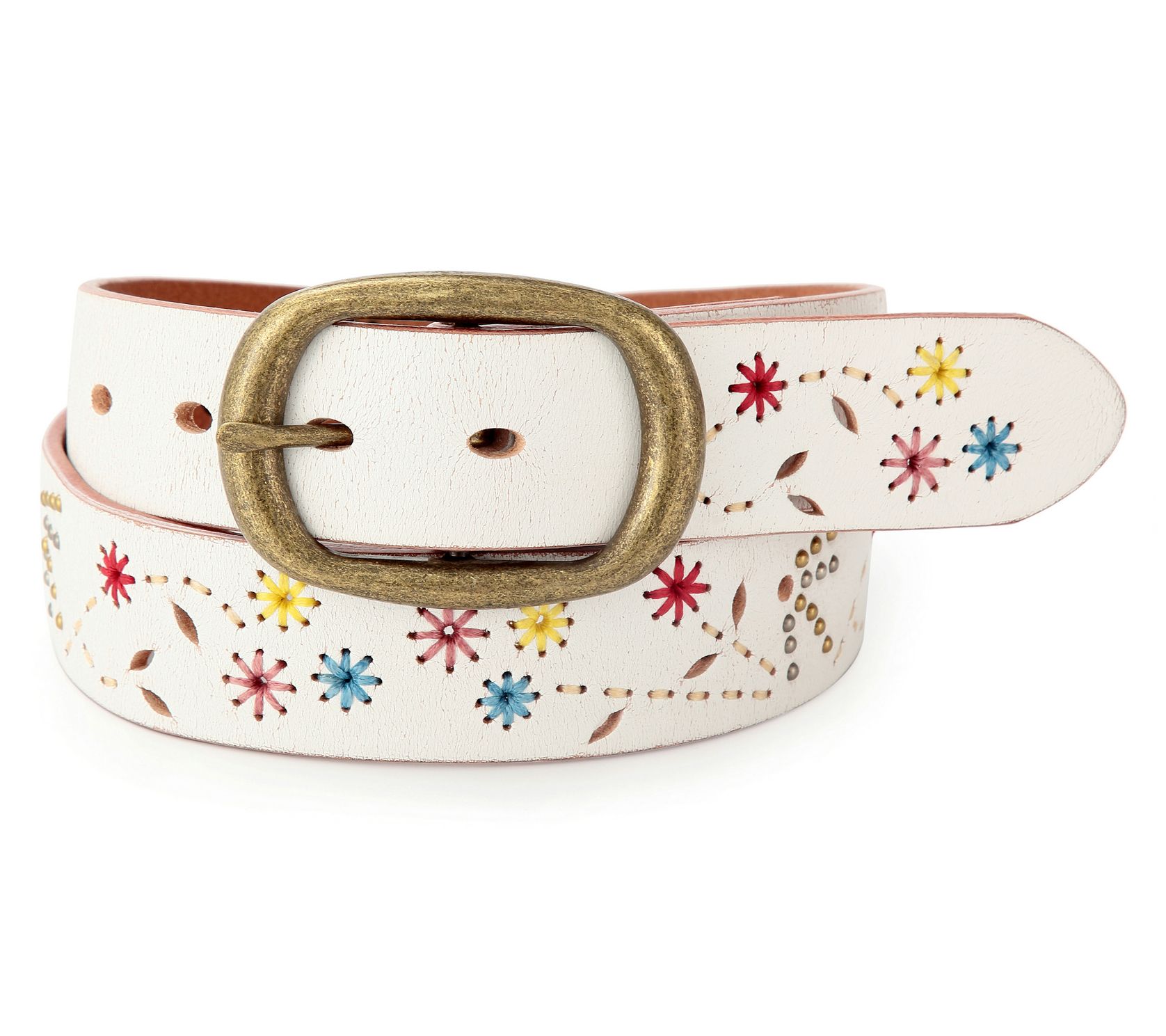 Old Trend Blossom Stitched Leather Belt