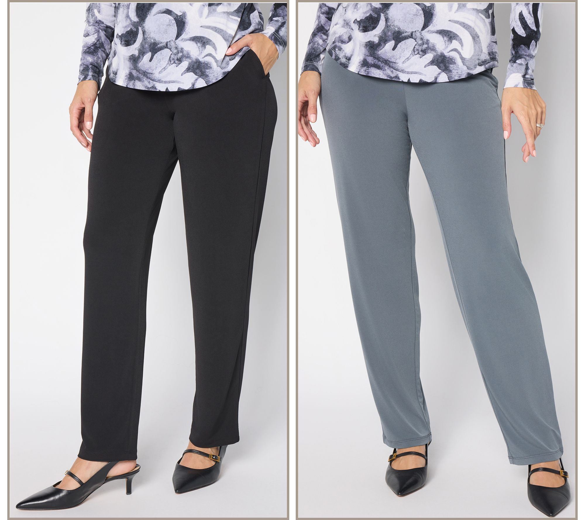 Susan Graver Essentials Regular Set of 2 Liquid Knit Pants