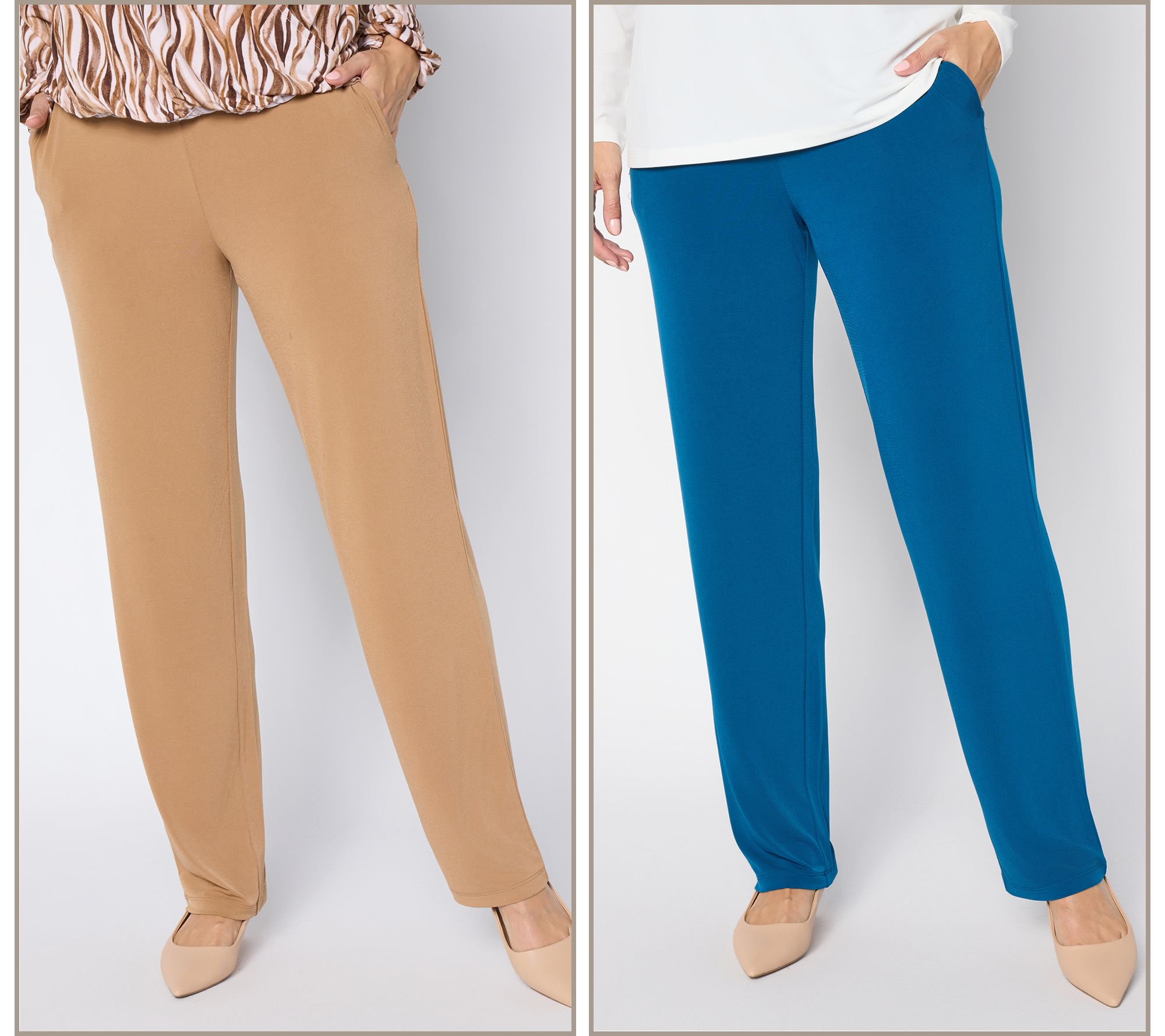 Susan Graver Essentials Regular Set of 2 Liquid Knit Pants