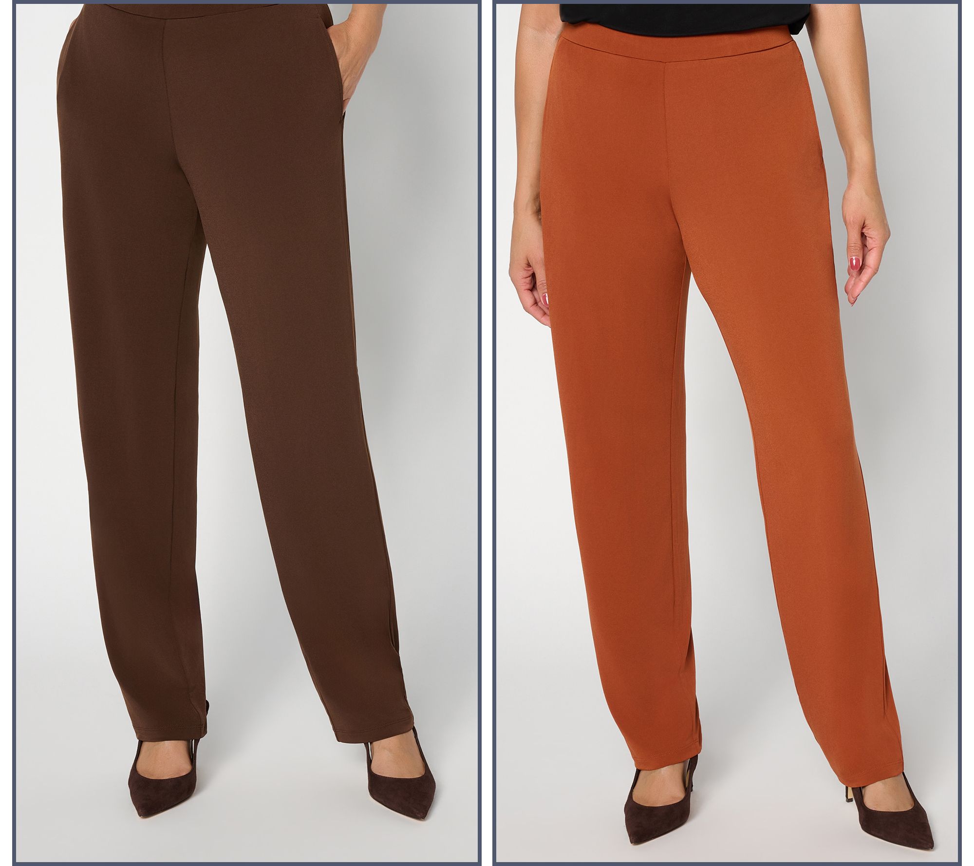 Susan Graver Essentials Regular Set of 2 Liquid Knit Pants
