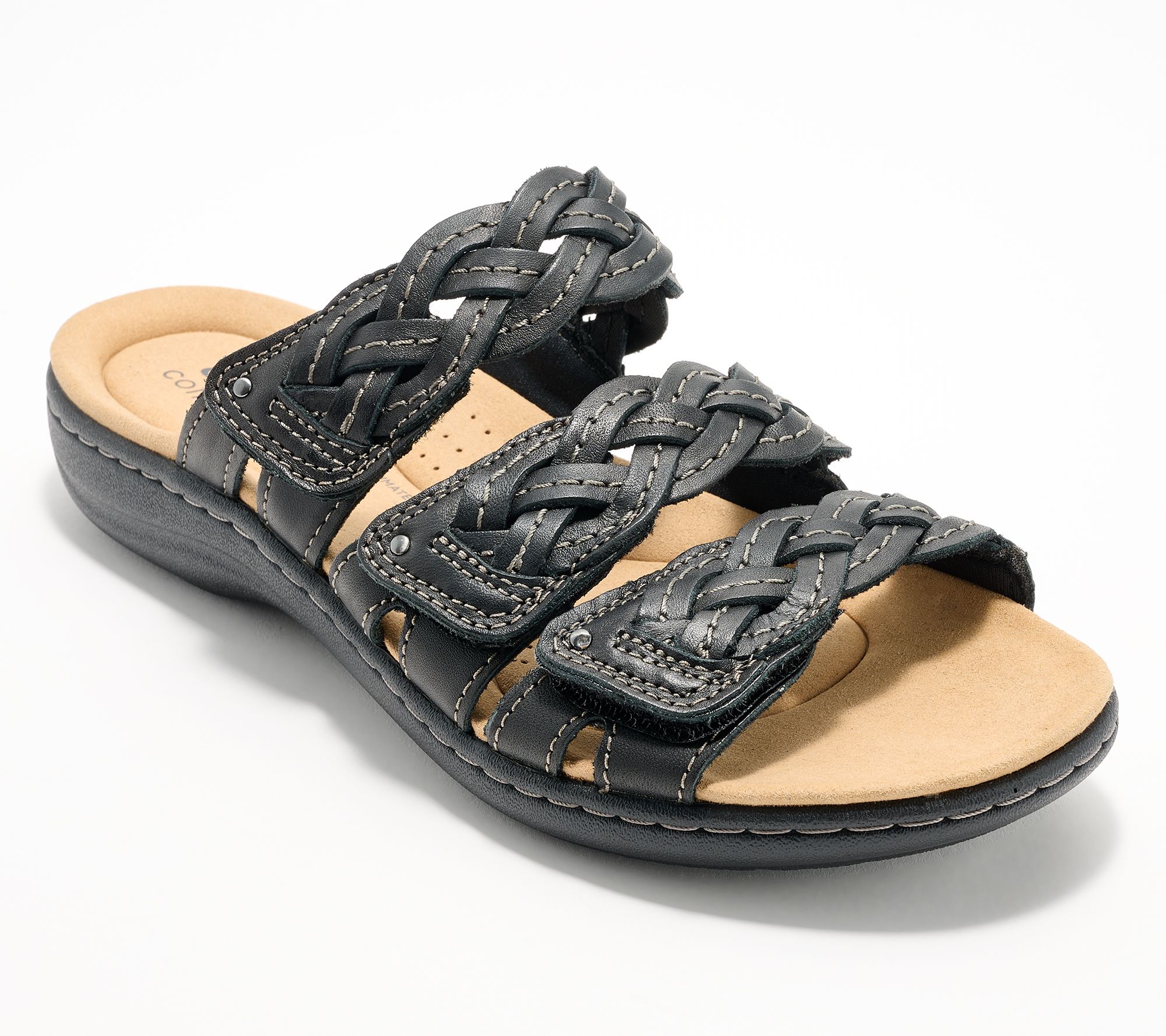 "As Is" Clarks Collection Leather Slide Sandals- Laurieann Rio