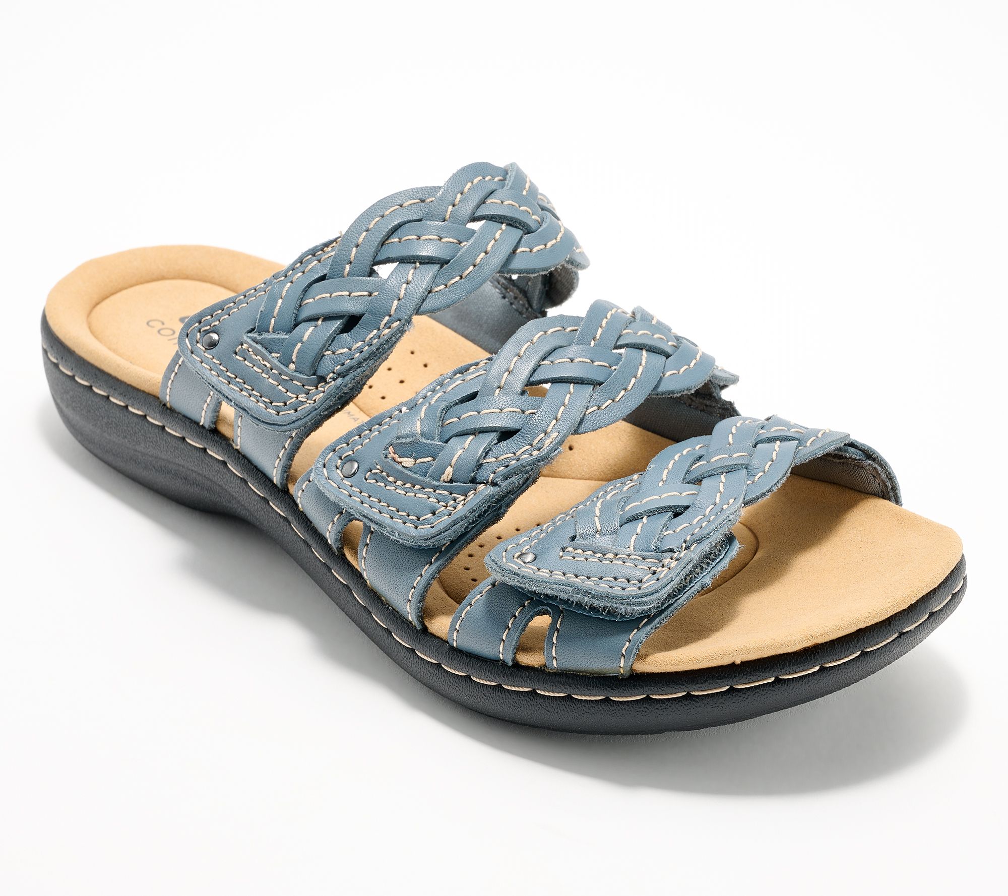 "As Is" Clarks Collection Leather Slide Sandals- Laurieann Rio
