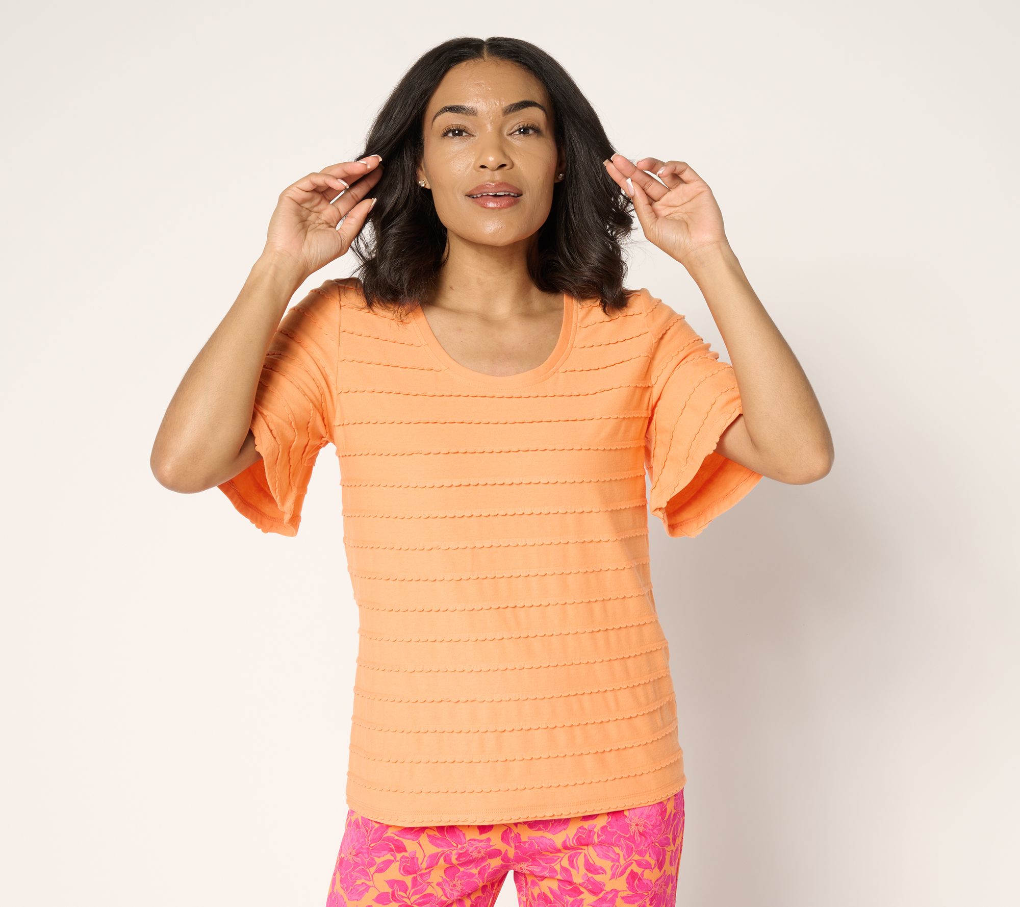 "As Is" Isaac Mizrahi Live! Knit Stripe Scoop Neck Top