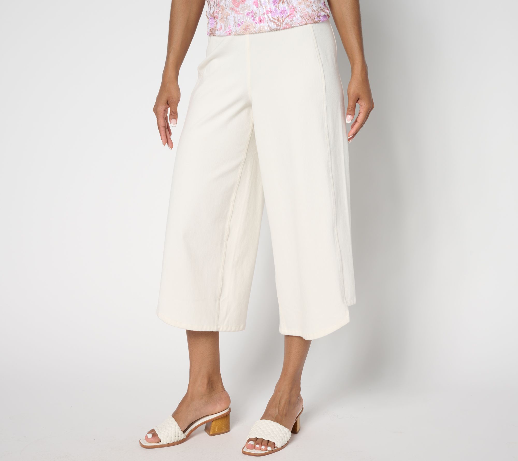 "As Is" Susan Graver Petite Cool Touch Knit Denim Culotte