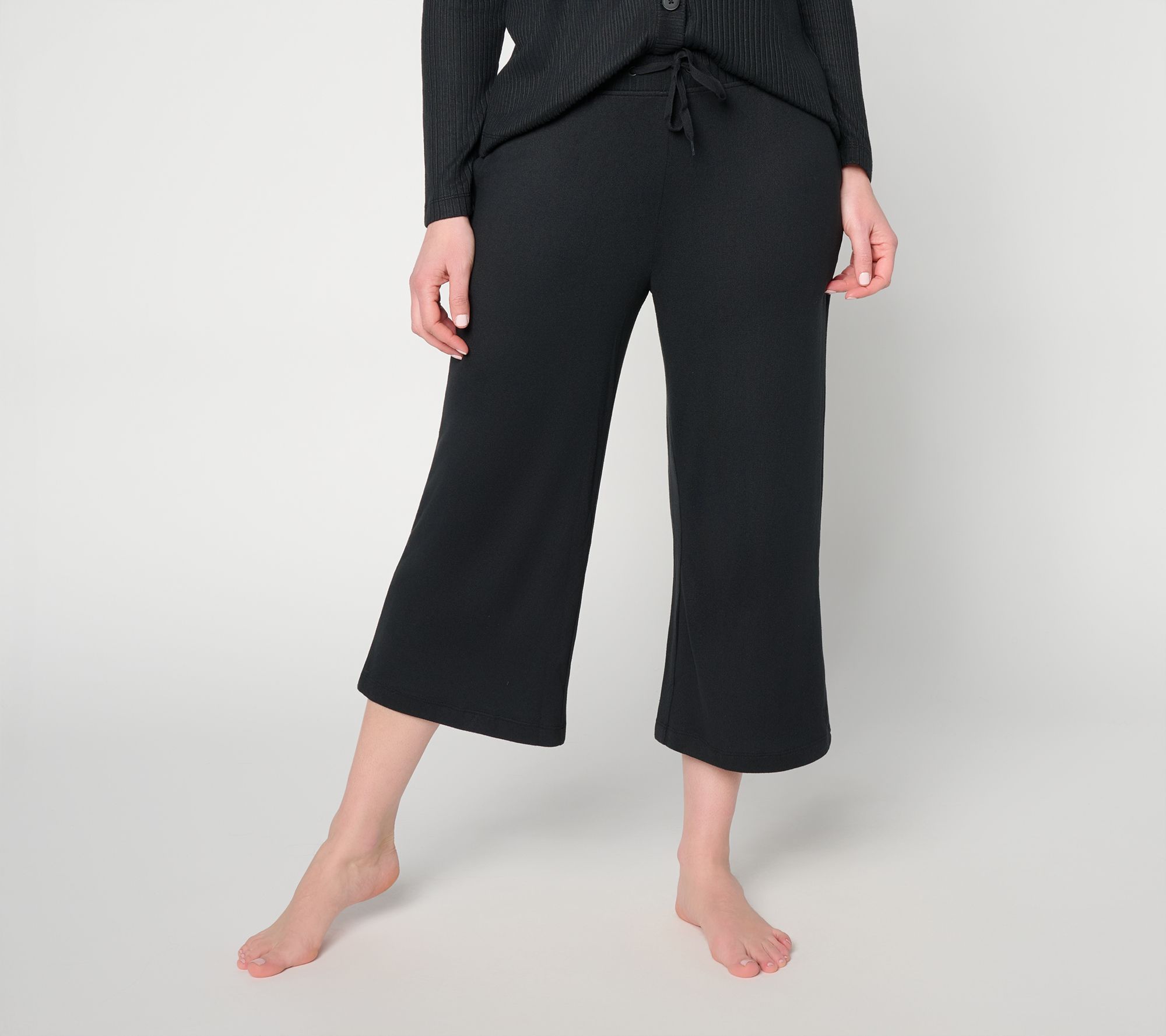 Cuddl Duds Seriously Soft Cropped Pant with Rib Waistband