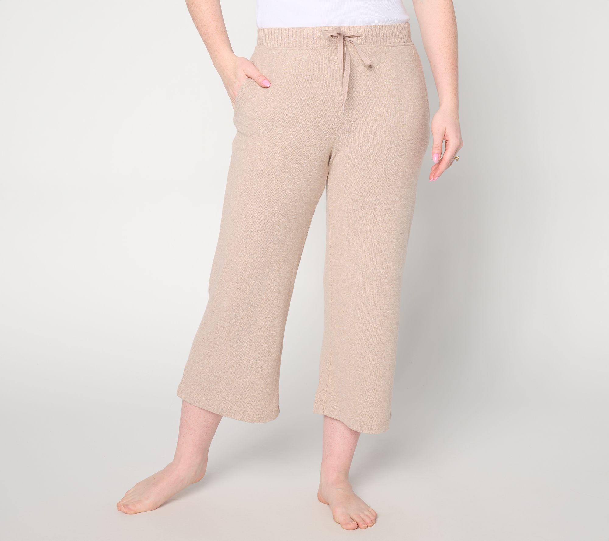Cuddl Duds Seriously Soft Cropped Pant with Rib Waistband