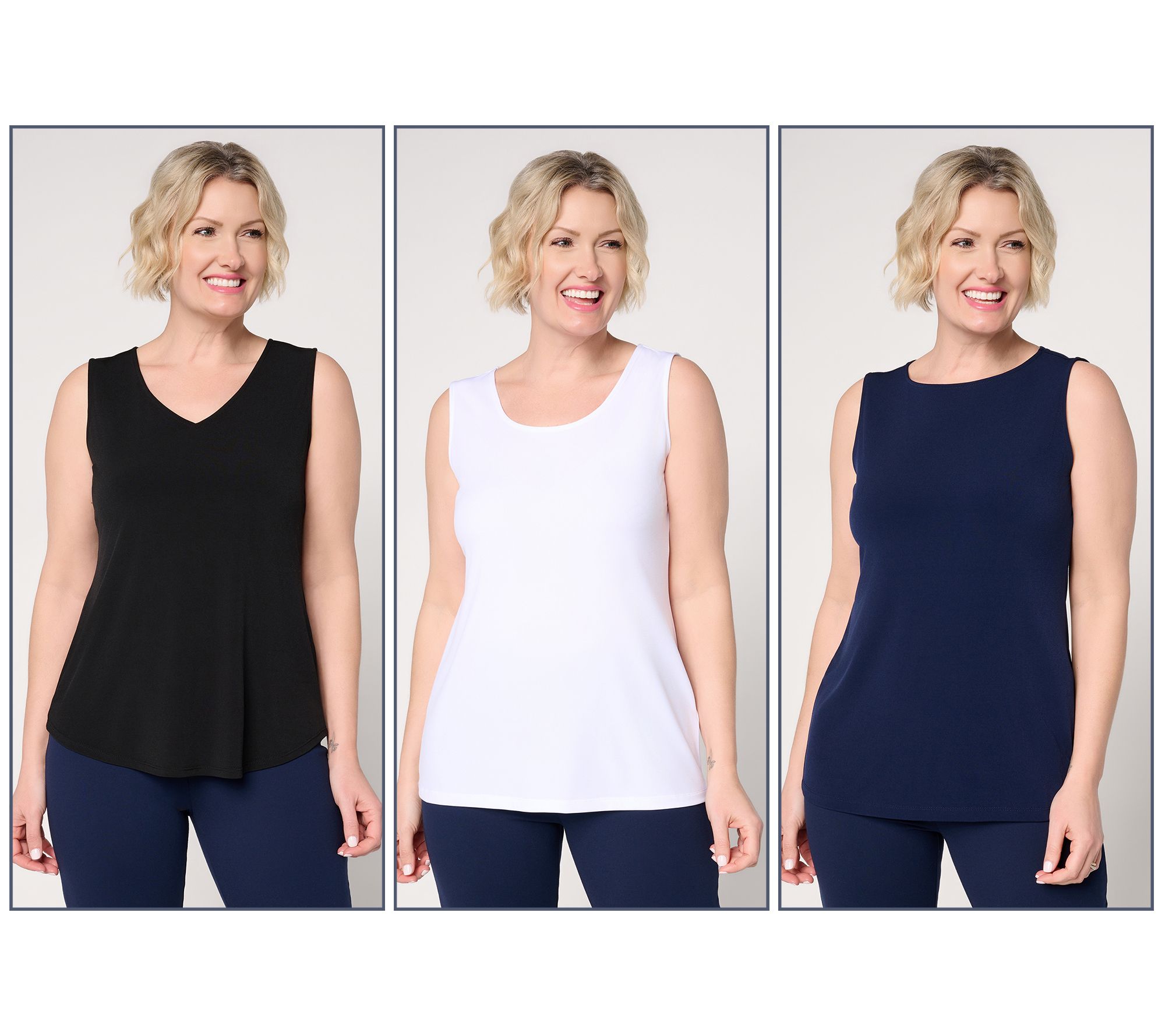 Susan Graver Essentials Liquid Knit Set of 3 Tank Tops