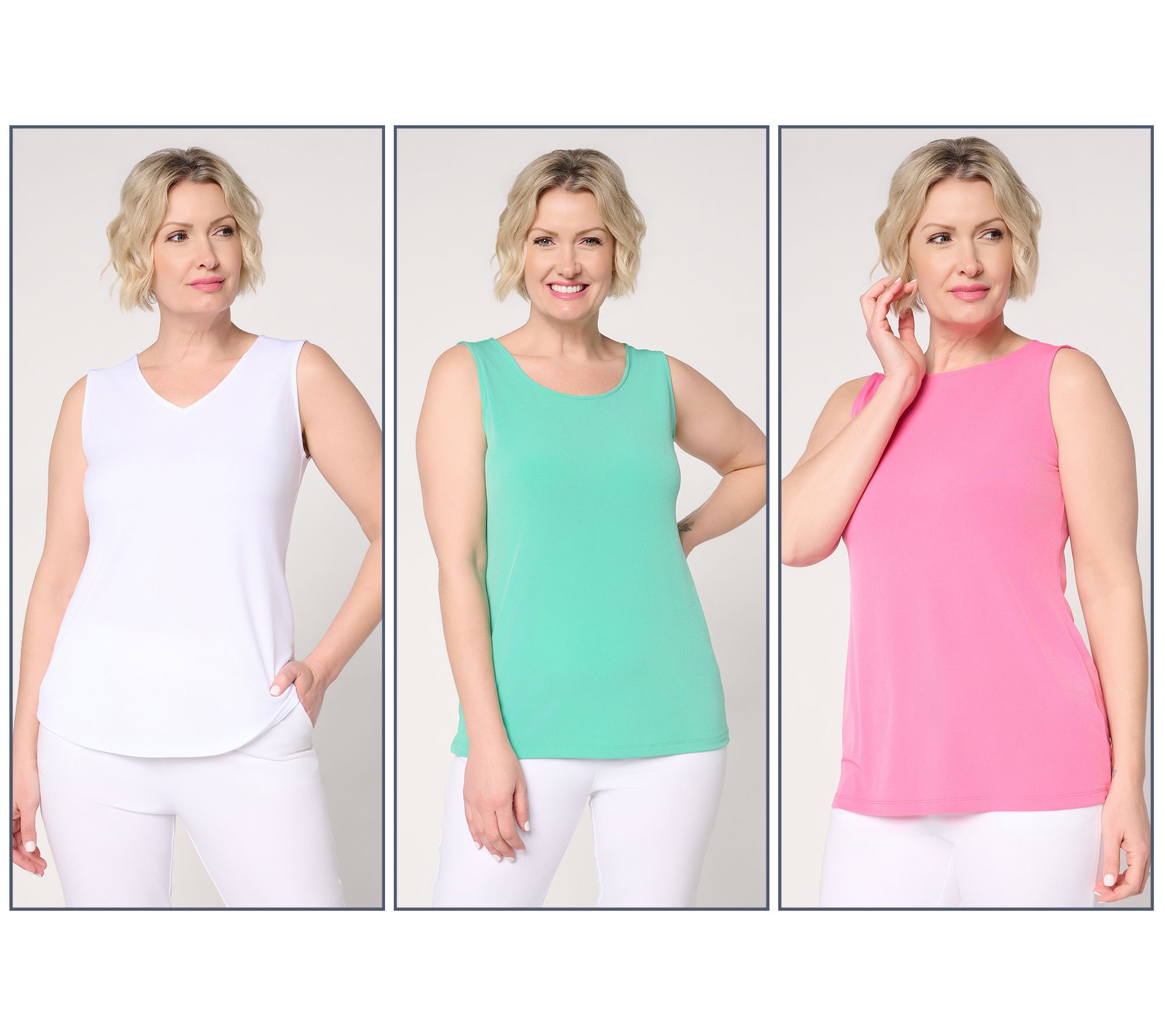 Susan Graver Essentials Liquid Knit Set of 3 Tank Tops