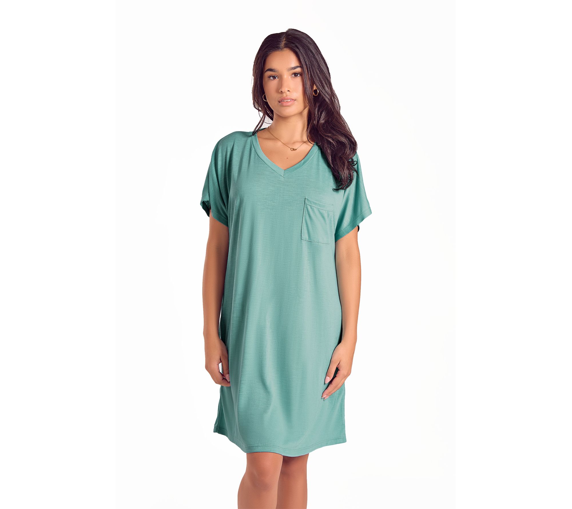 iCollection Soft Knit V-Neck Sleep Dress