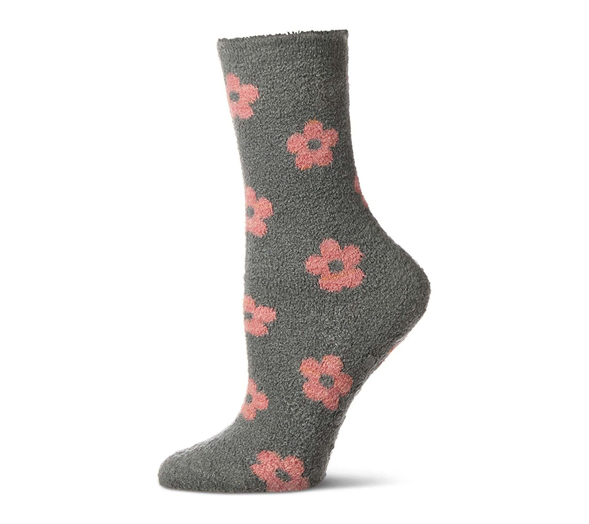 Memoi Women's "Daisies" Non-Skid Lavender Infused Crew Sock
