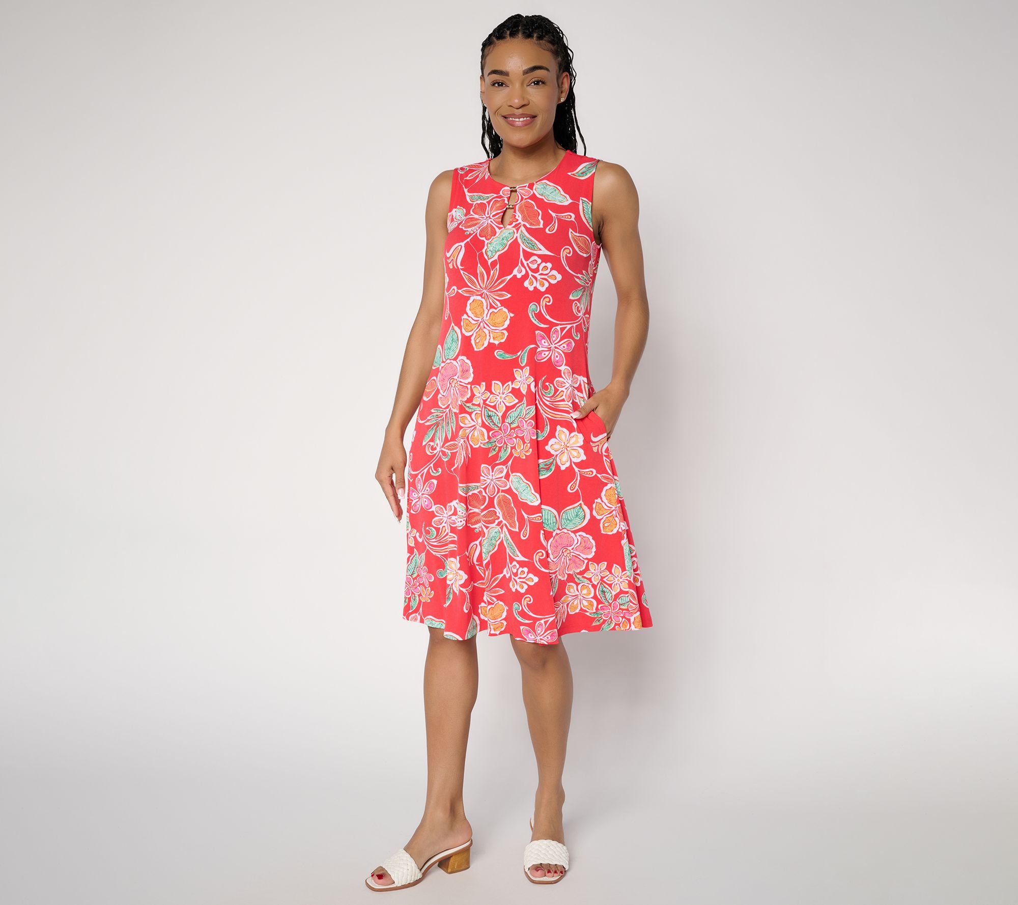  Susan Graver Petite Liquid Knit A-Line Dress in Prints or Slids