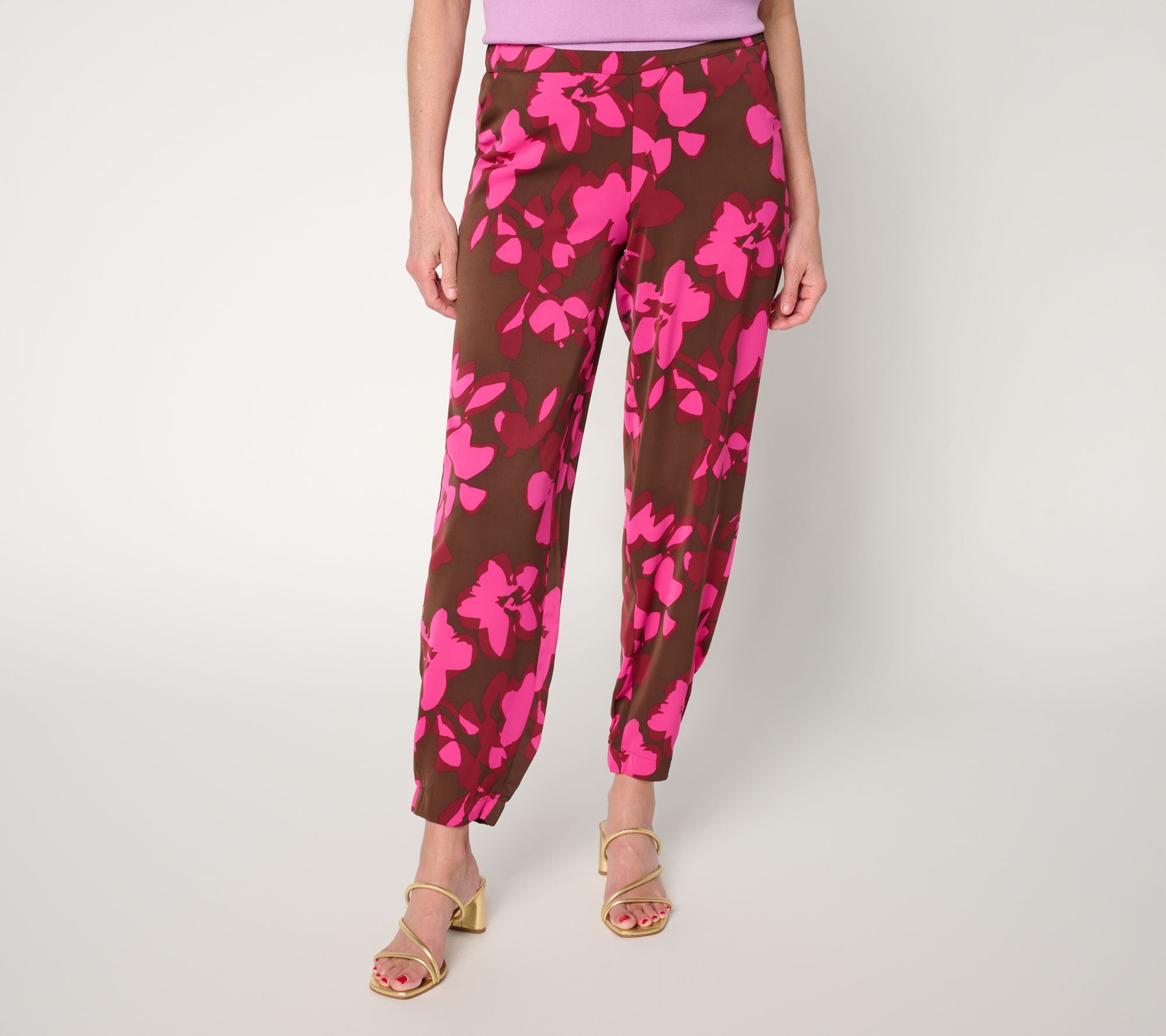 Carla Rockmore Collection Petite Pull-On Printed Crepe Ankle Pants