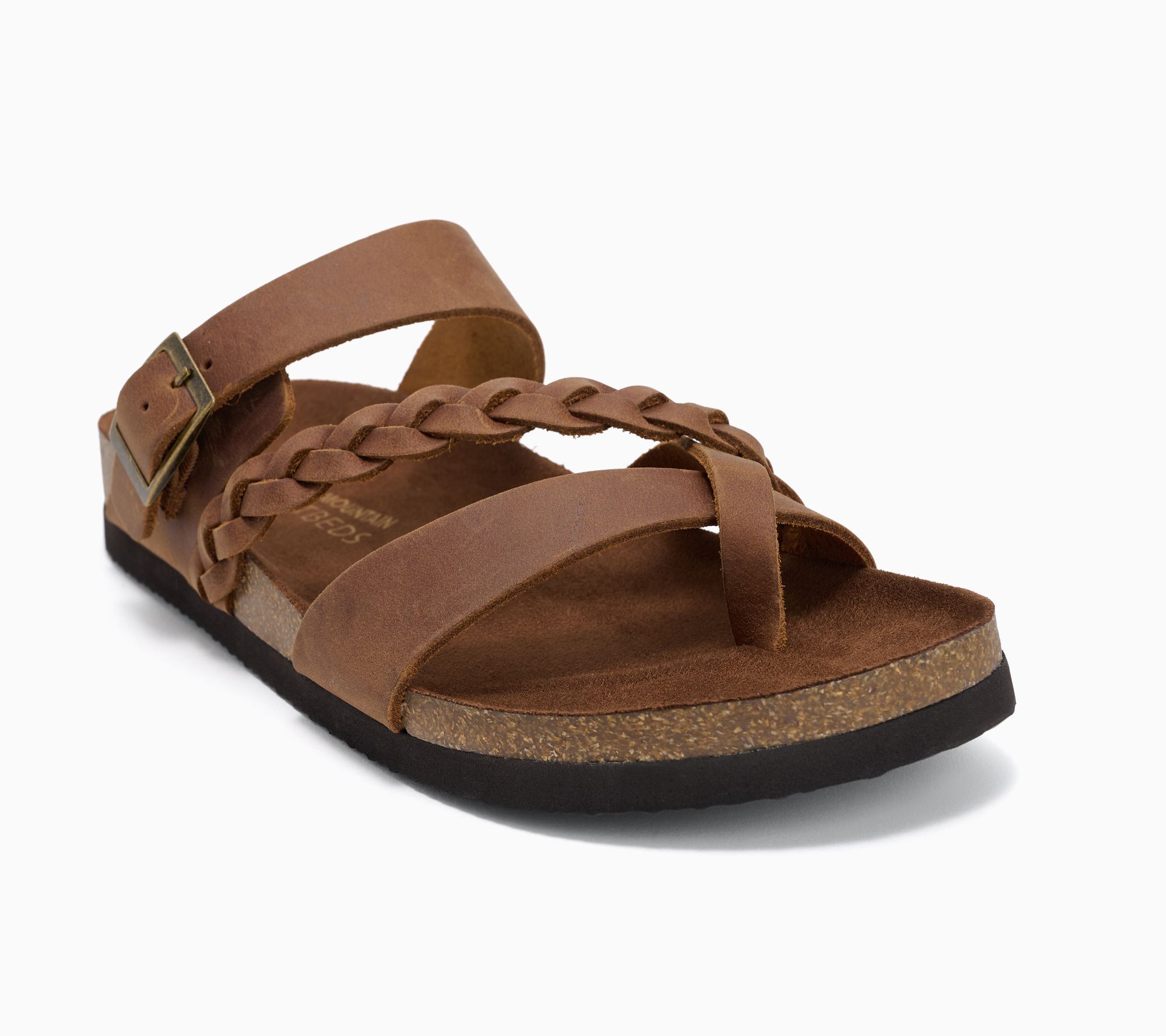  White Mountain Leather Toe-Post Slide Sandals - Hazy