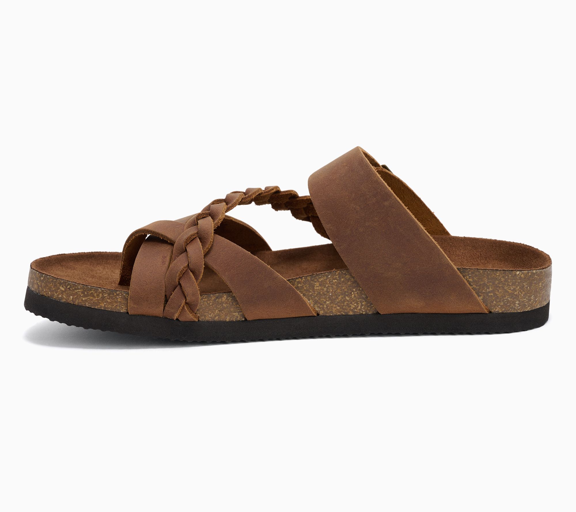 White Mountain Leather Toe-Post Slide Sandals - Hazy - QVC.com