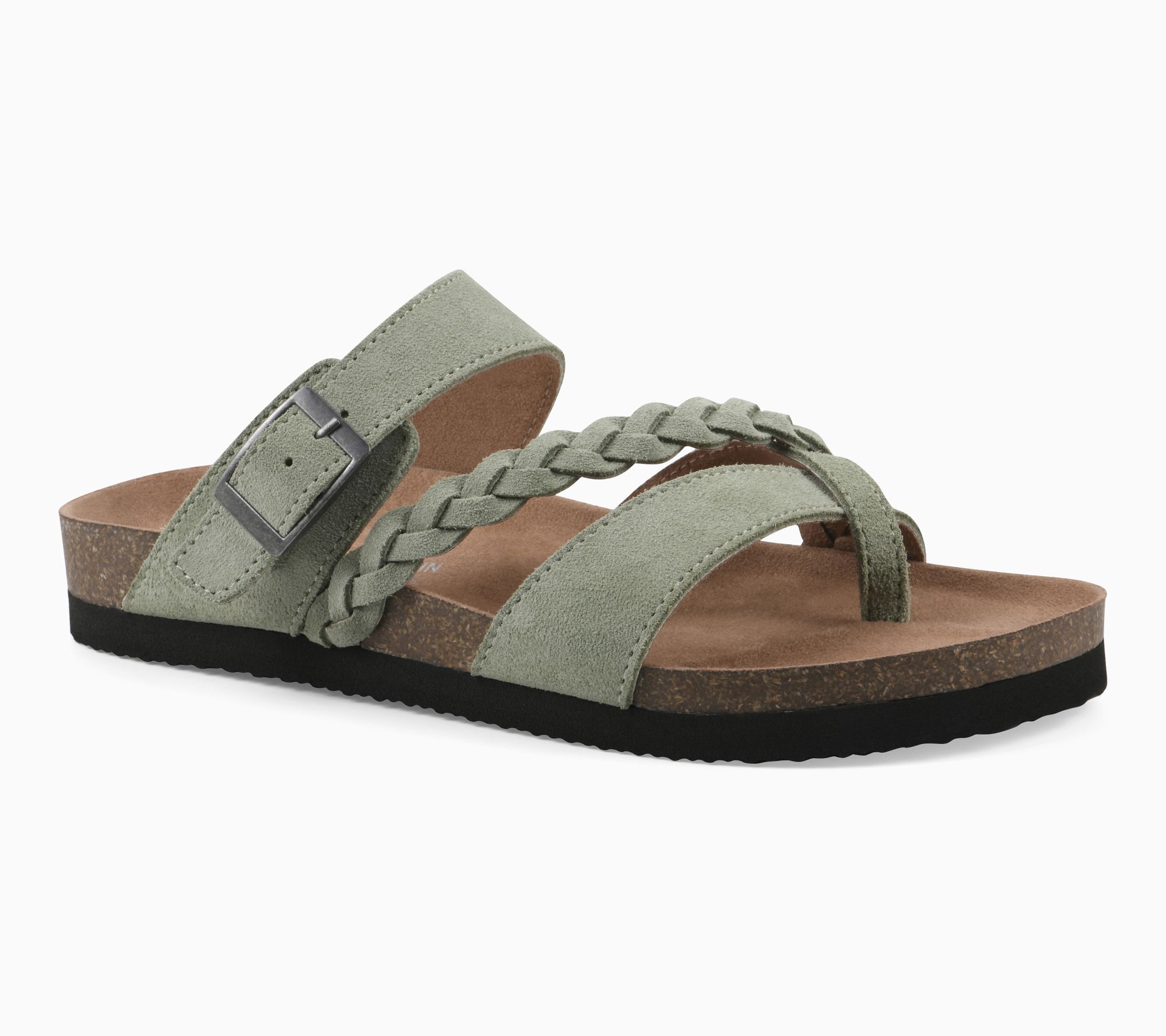 White Mountain Leather Toe-Post Slide Sandals - Hazy