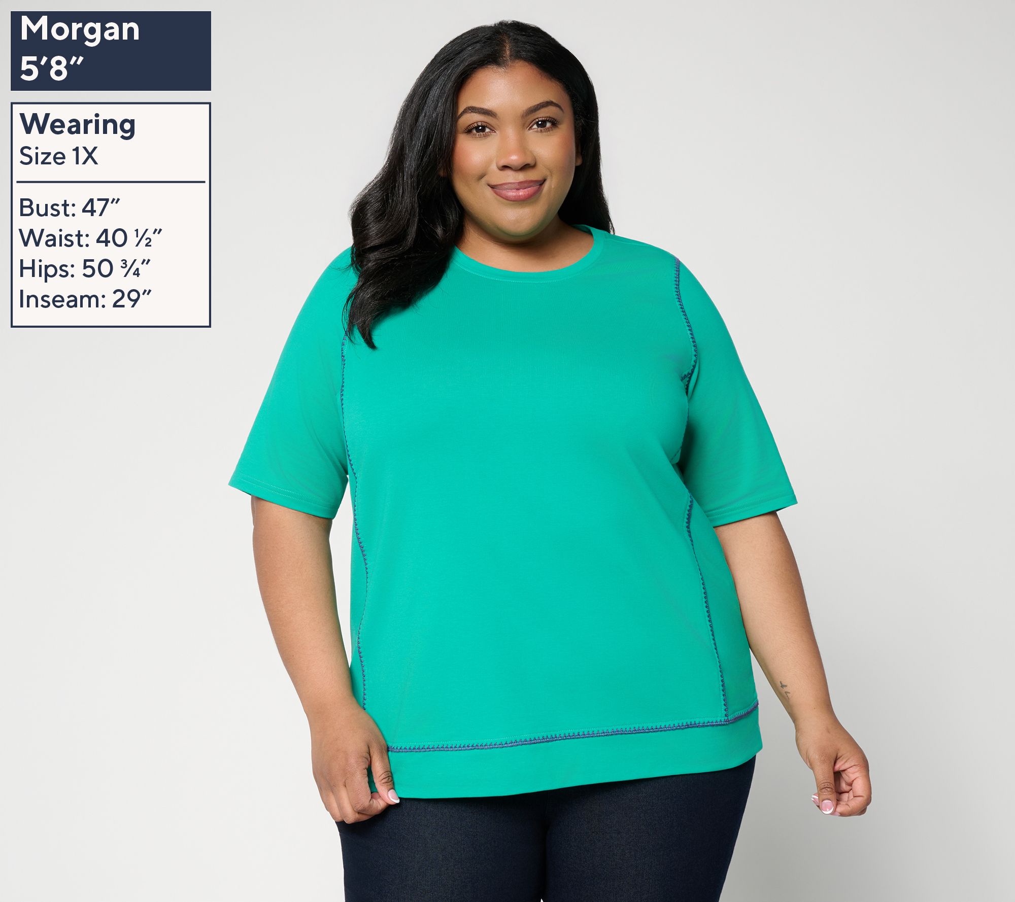 Denim & Co. Active French Terry Elbow Sleeve Top - QVC.com