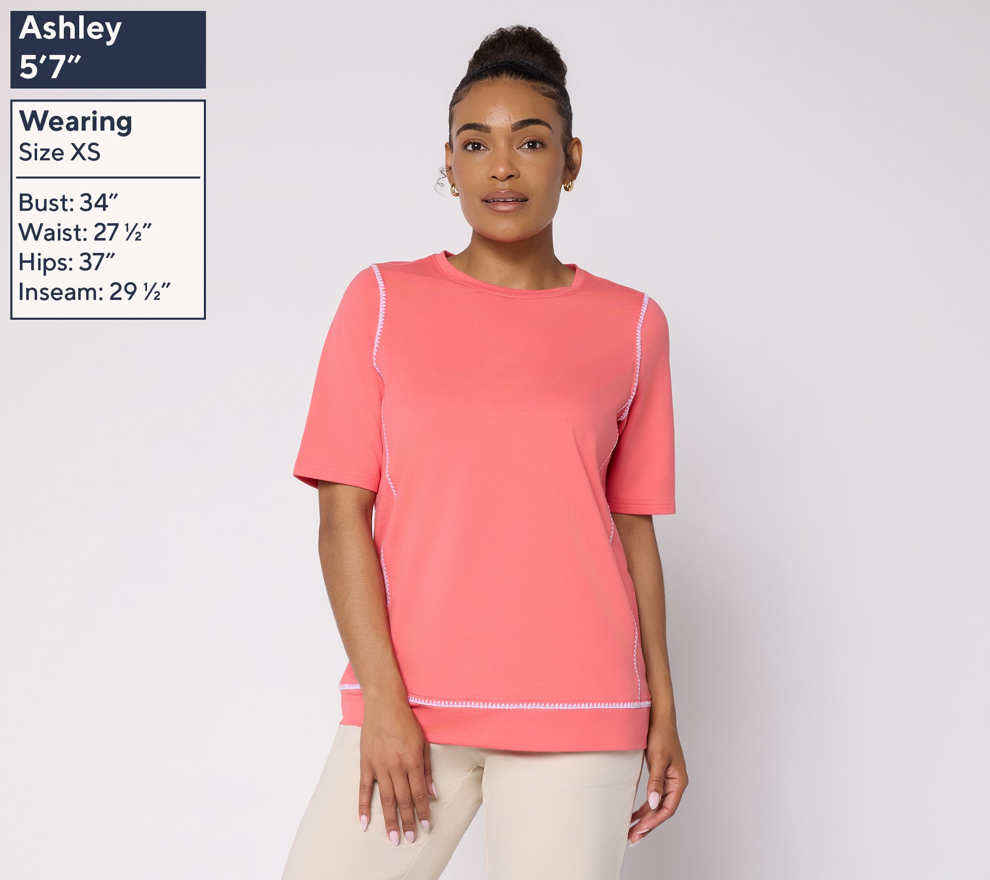 Denim & Co. Active French Terry Elbow Sleeve Top - QVC.com