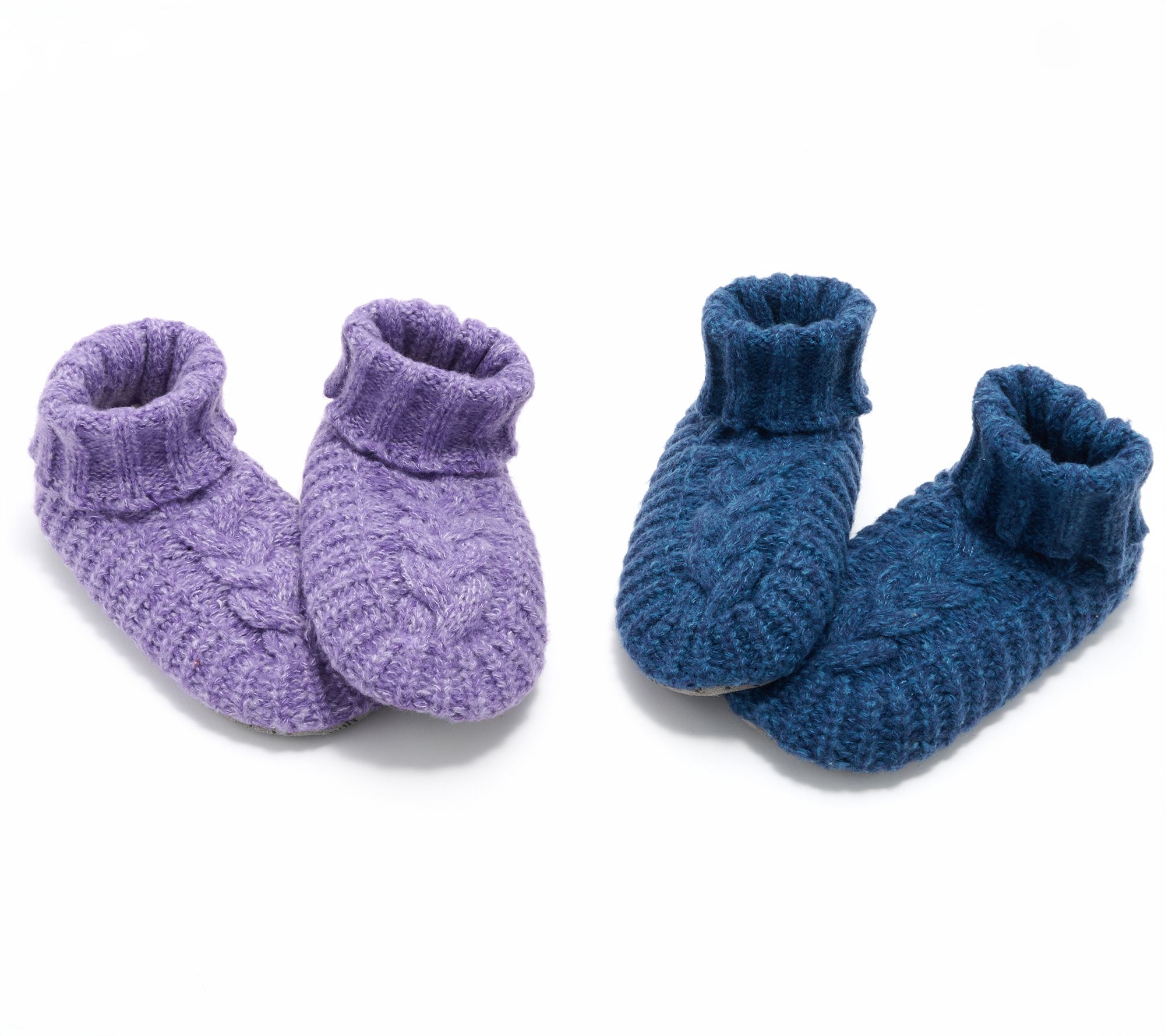 "As Is" MUK LUKS Set of 2 Shea Butter Infused Cable Slipper Sock