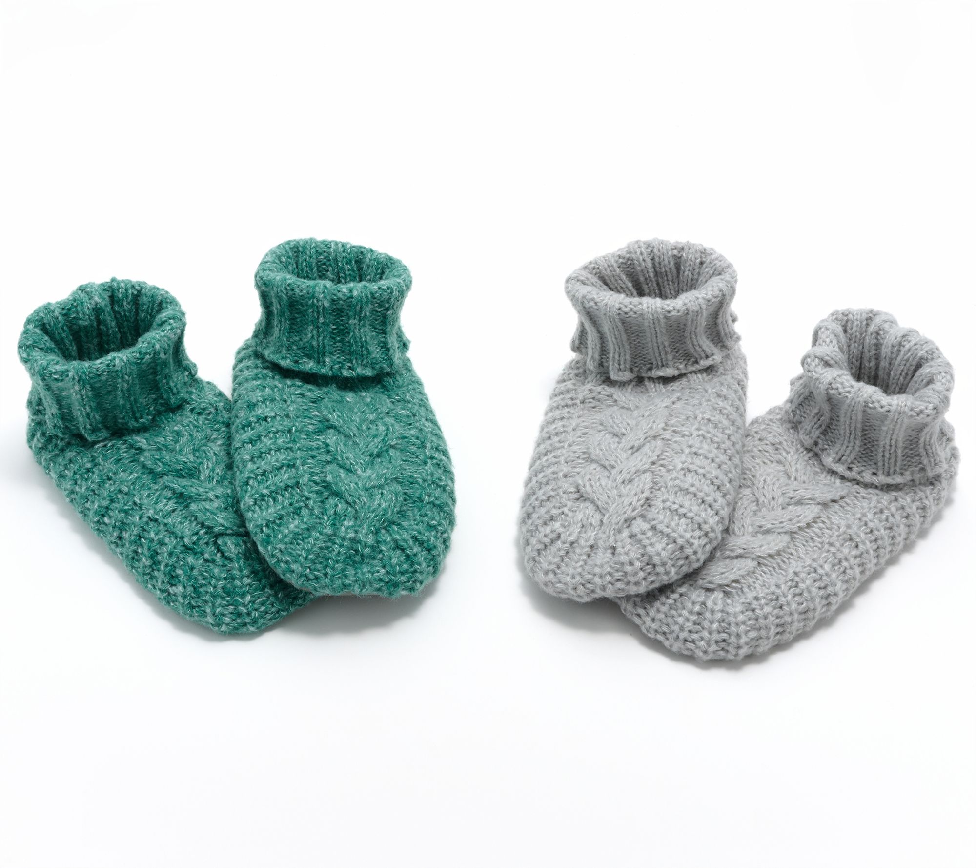 "As Is" MUK LUKS Set of 2 Shea Butter Infused Cable Slipper Sock