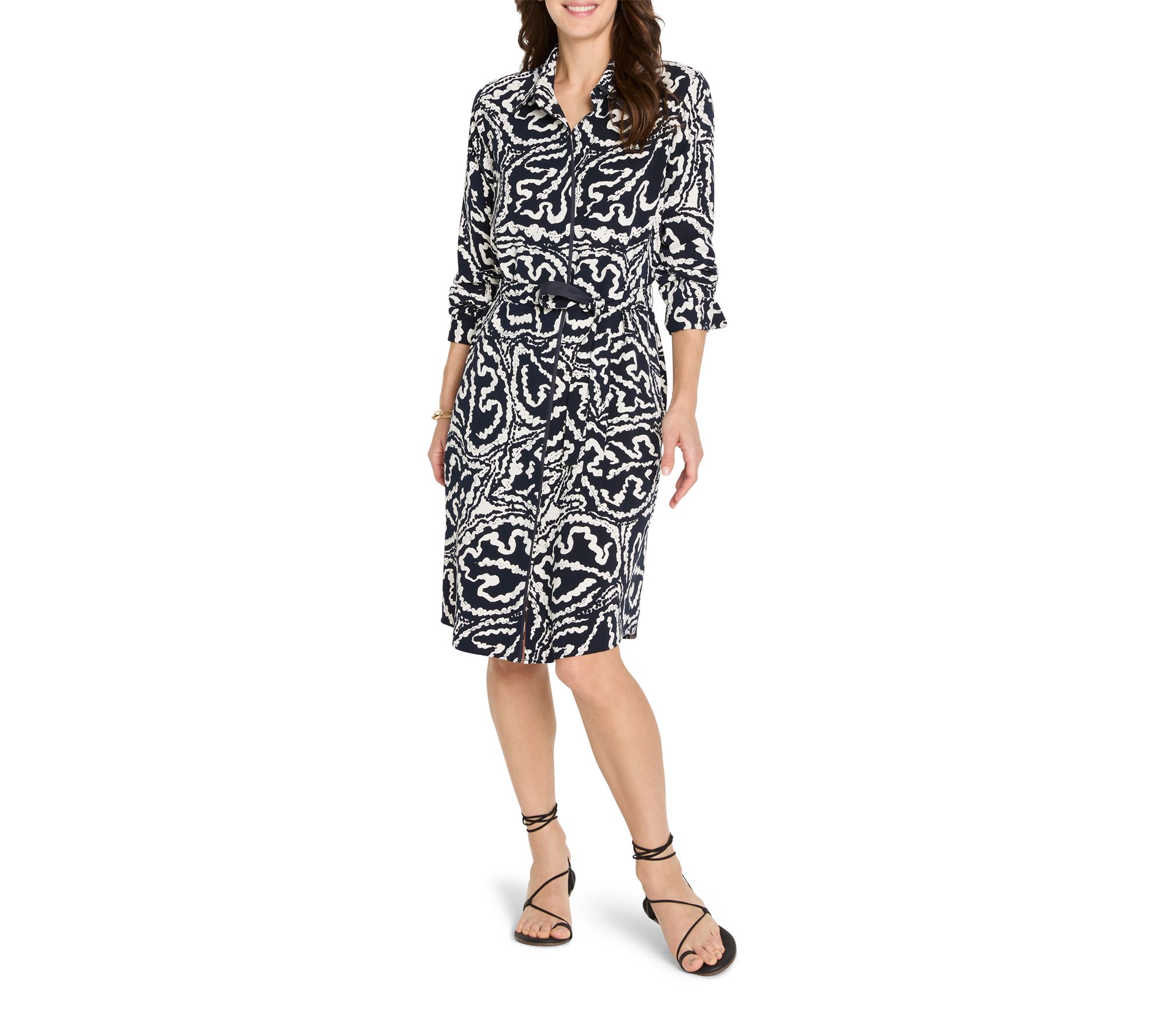 NIC+ZOE Indigo Leaf Double Crepe Eva Dress