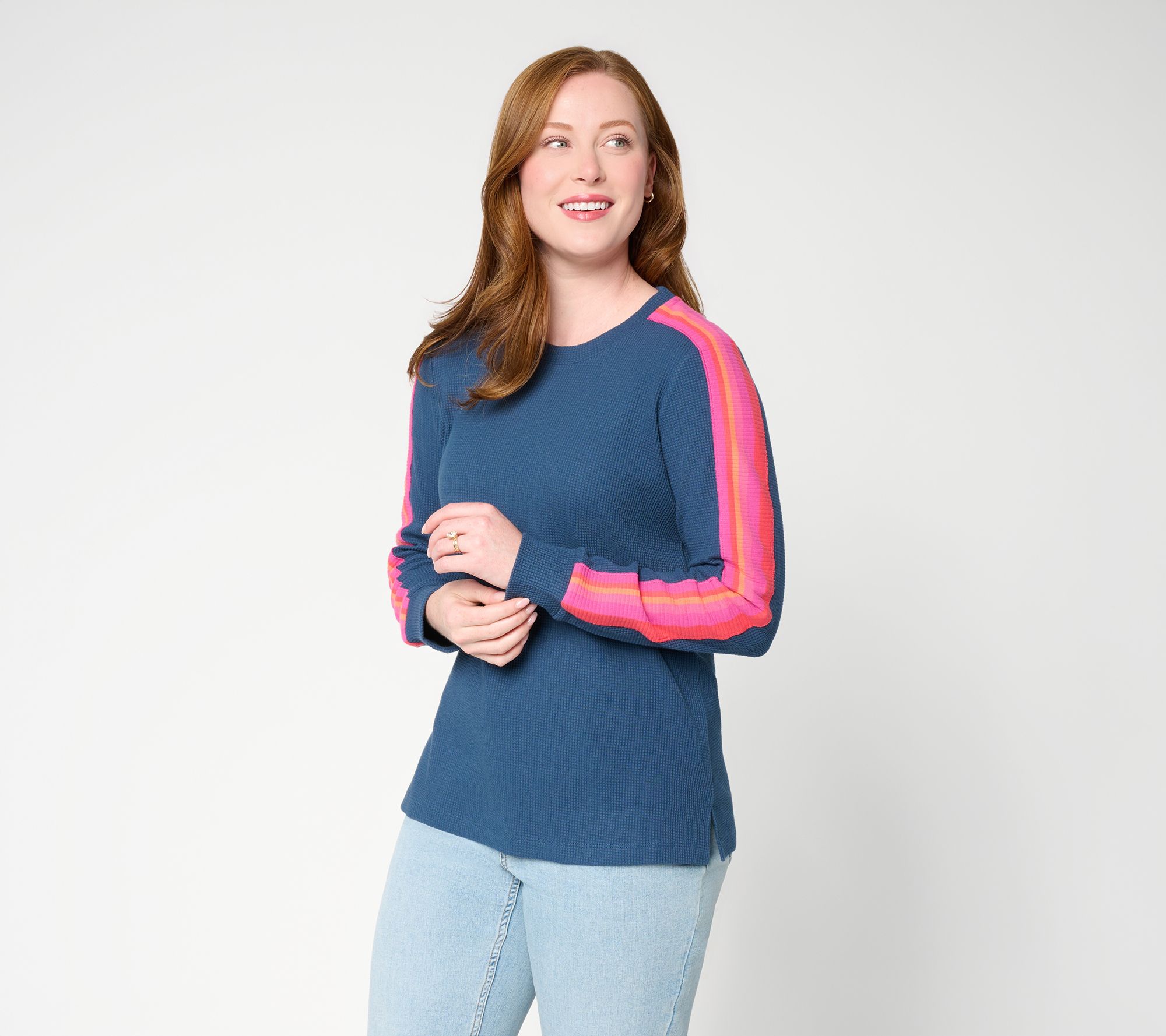 Belle Boho by Kim Gravel Baby Waffle Ombre Striped Sleeve Top