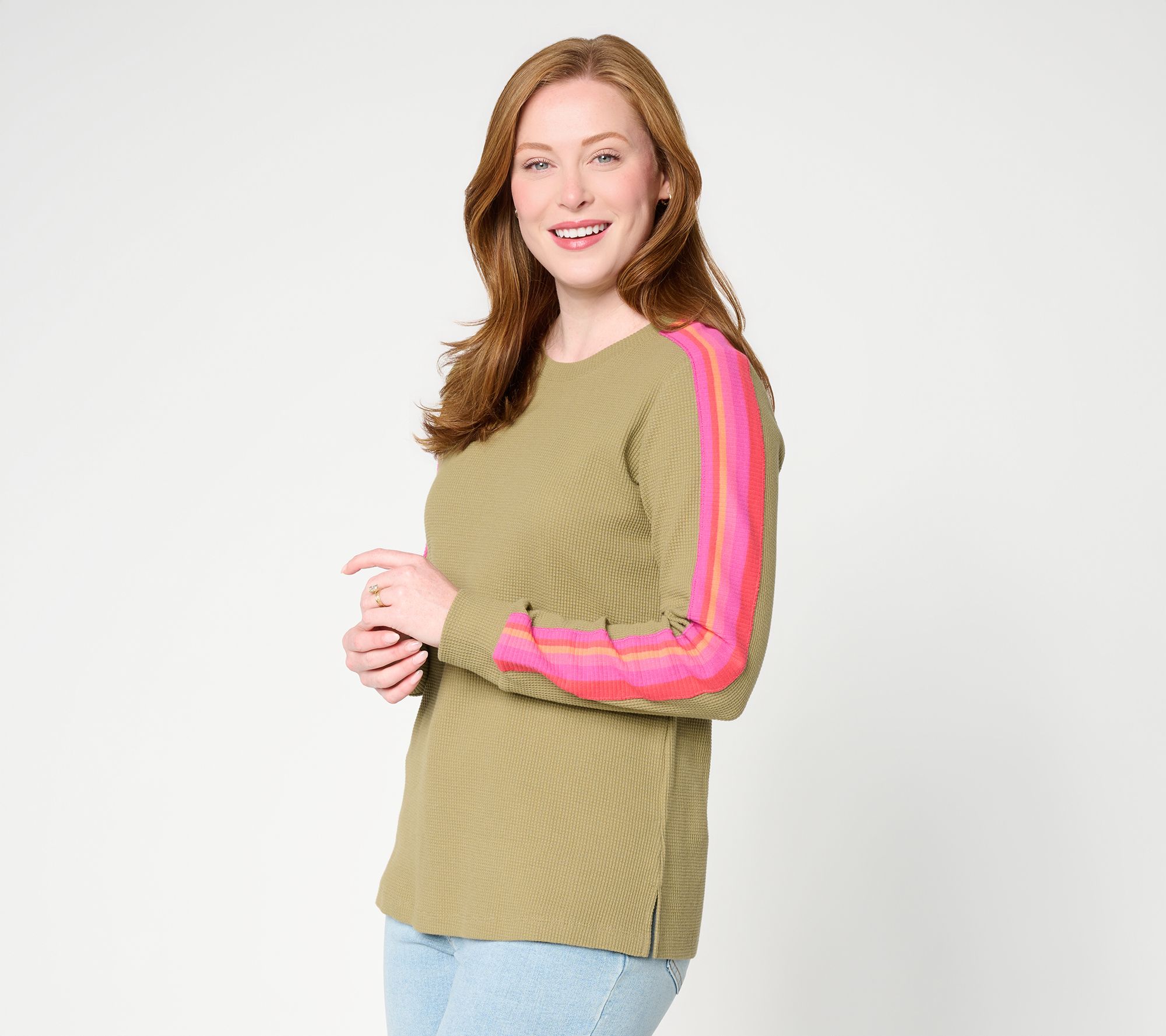 Belle Boho by Kim Gravel Baby Waffle Ombre Striped Sleeve Top