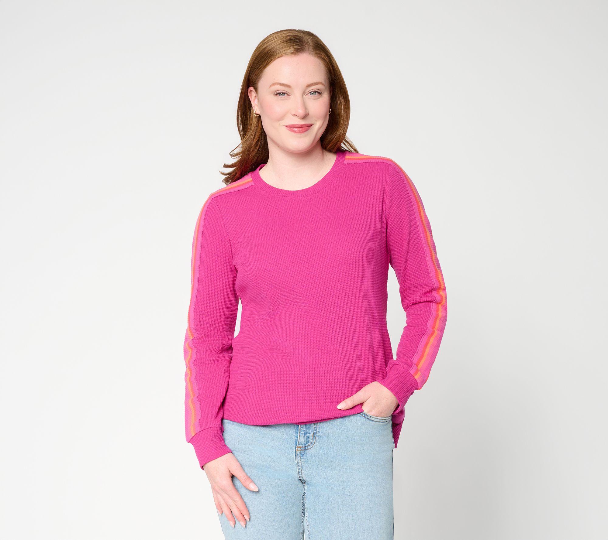 Belle Boho by Kim Gravel Baby Waffle Ombre Striped Sleeve Top