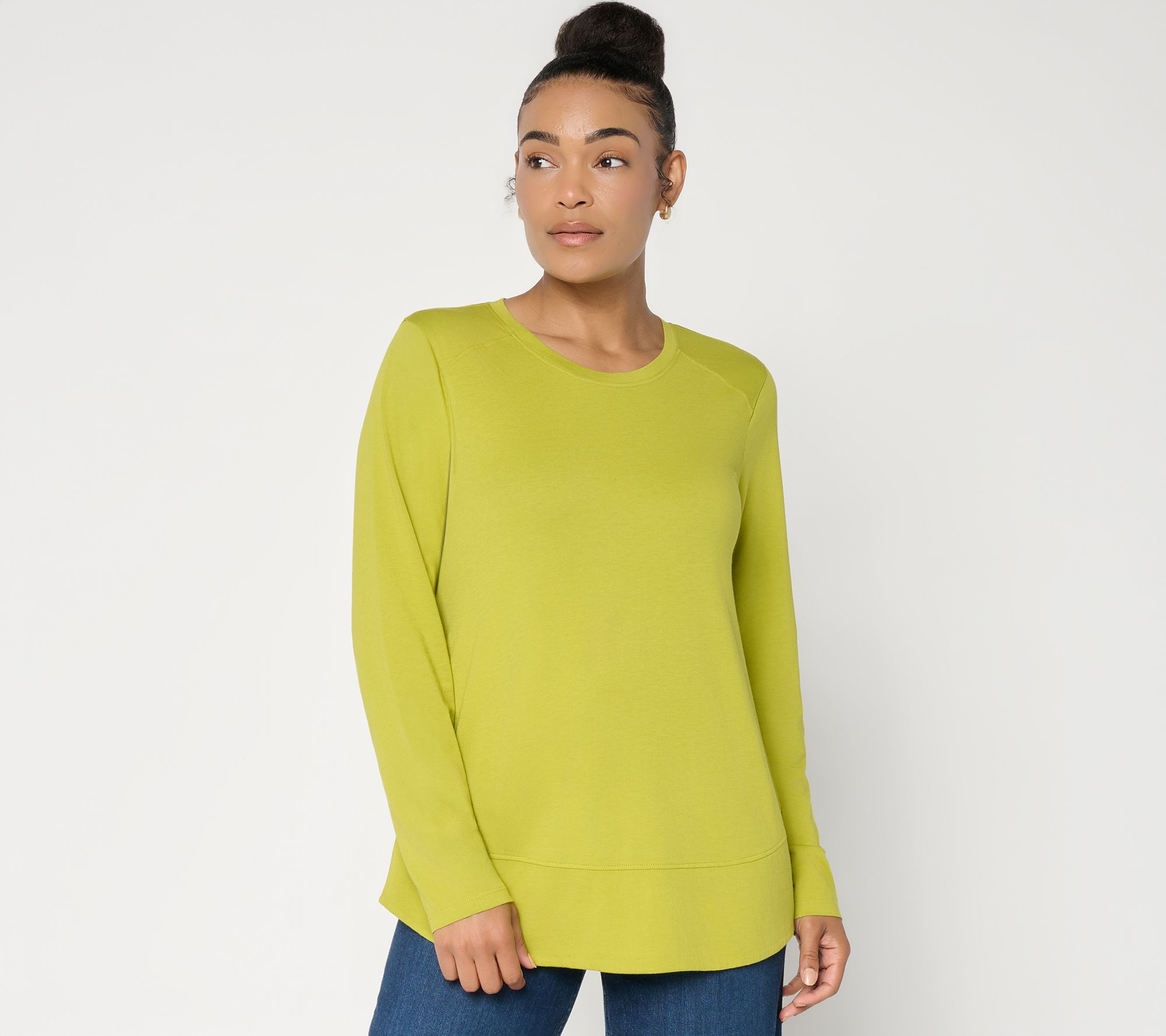 LOGO Principles by Lori Goldstein Curved Hem Knit Top