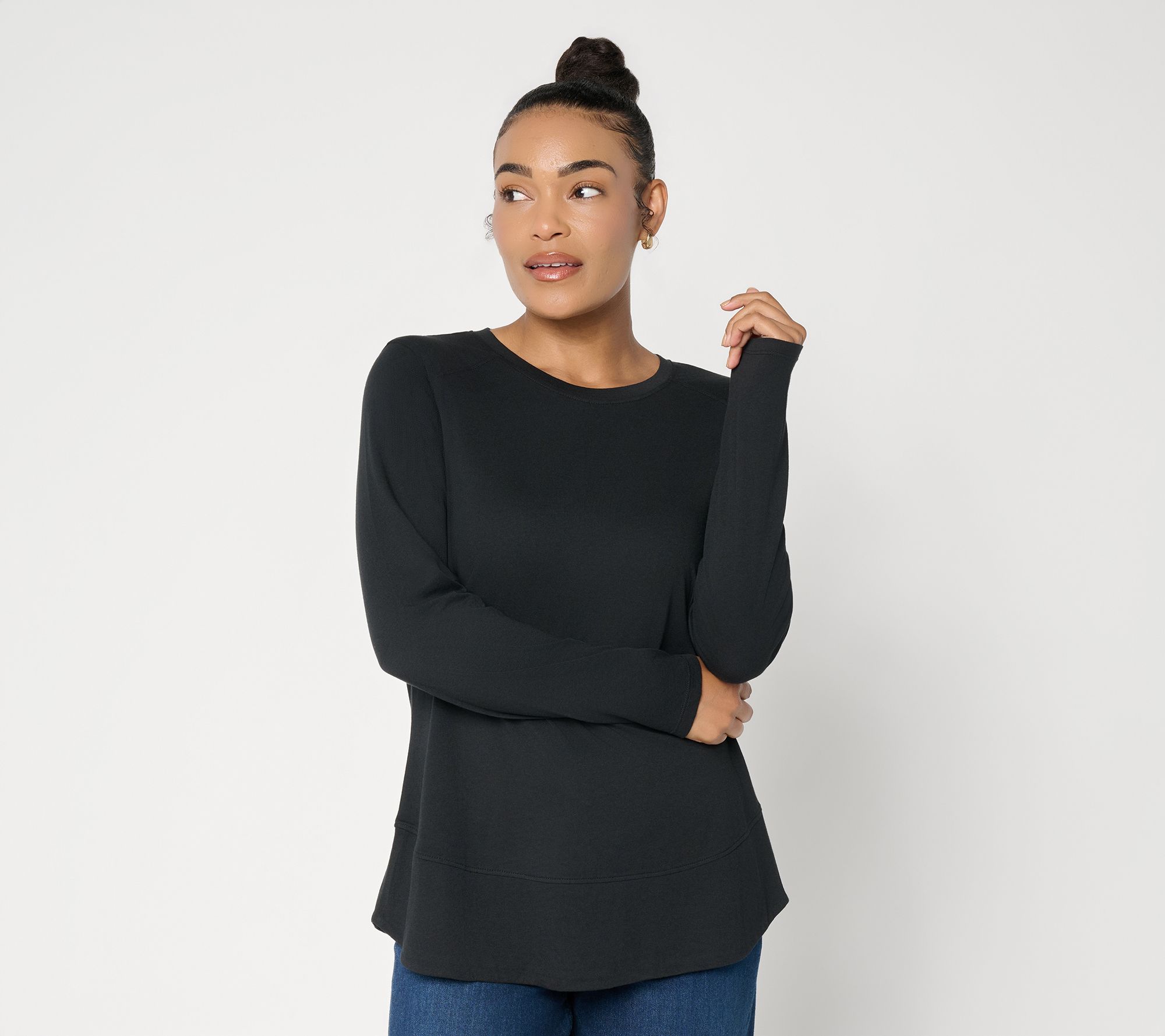 LOGO Principles by Lori Goldstein Curved Hem Knit Top