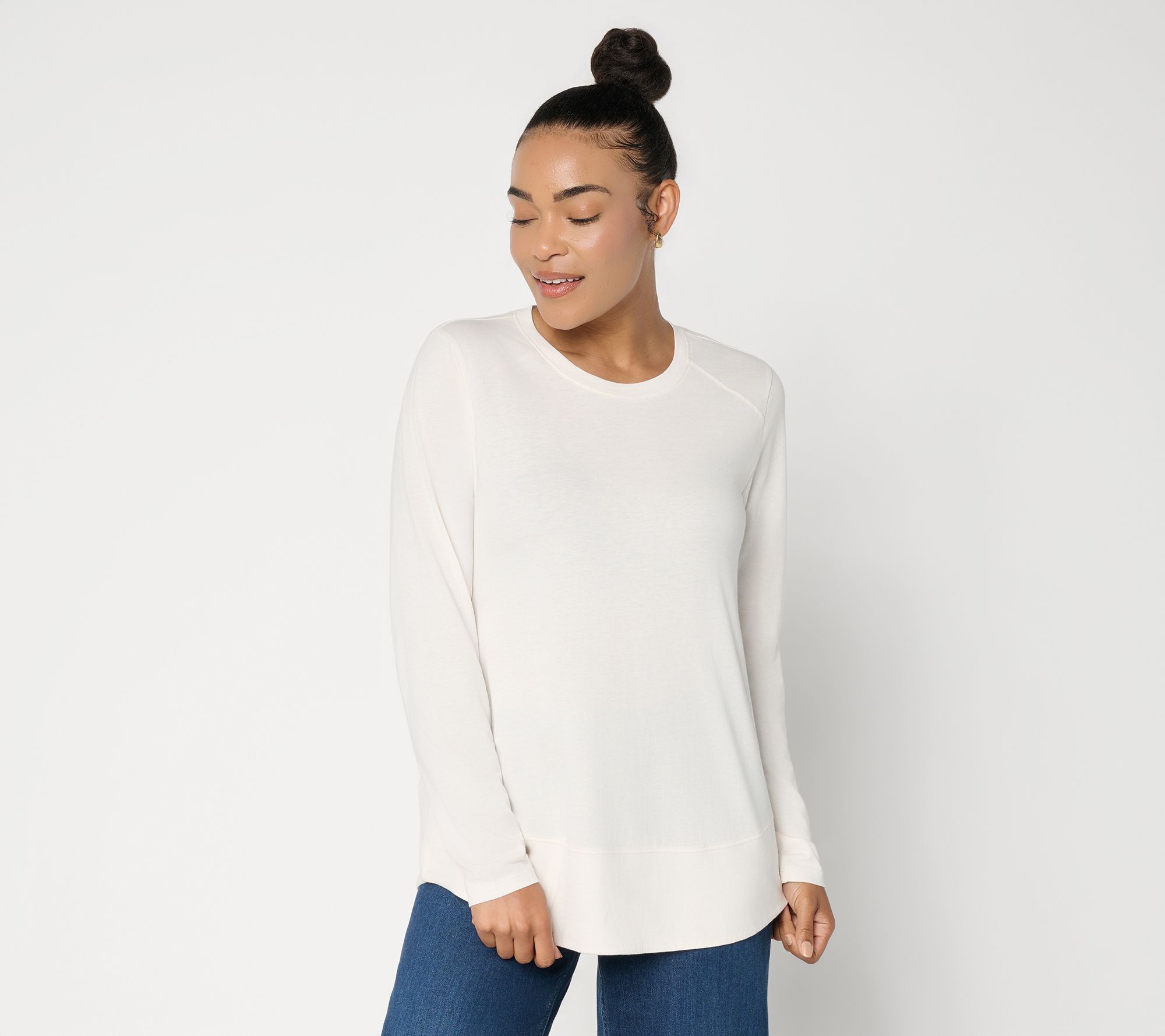 LOGO Principles by Lori Goldstein Curved Hem Knit Top