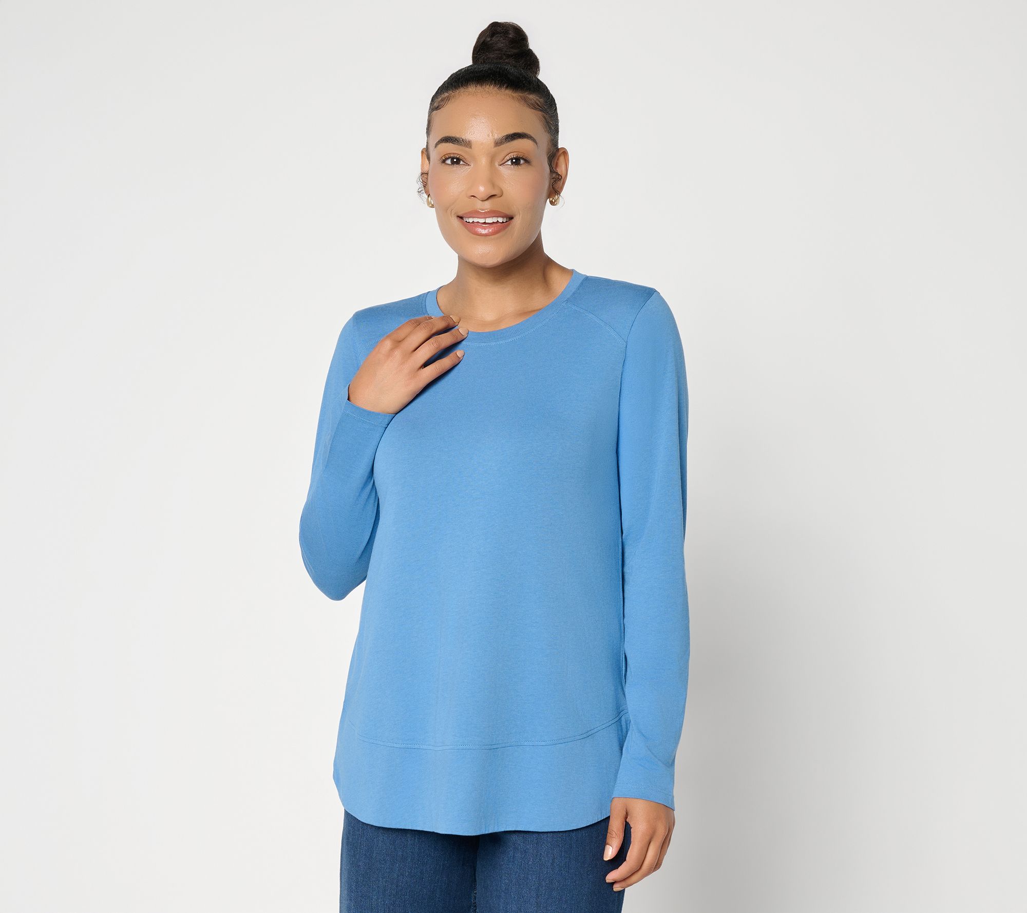 LOGO Principles by Lori Goldstein Curved Hem Knit Top