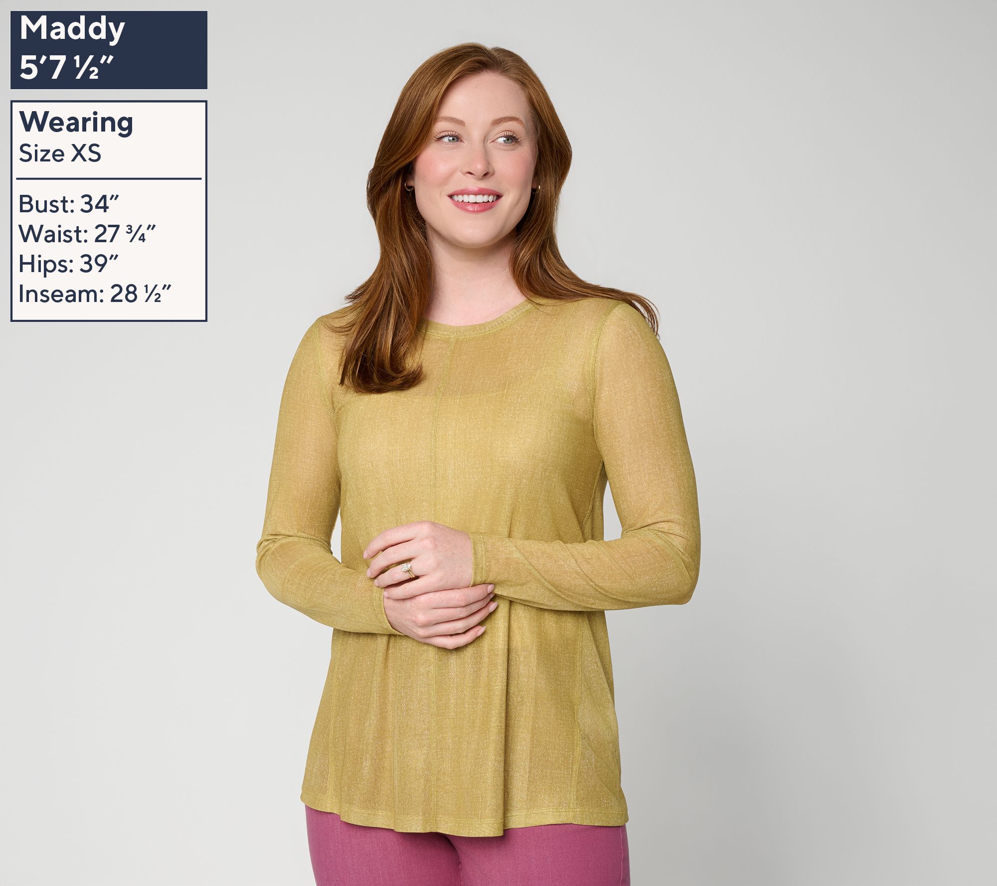 LOGO Layers by Lori Goldstein Seamed Printed Mesh Top | QVC