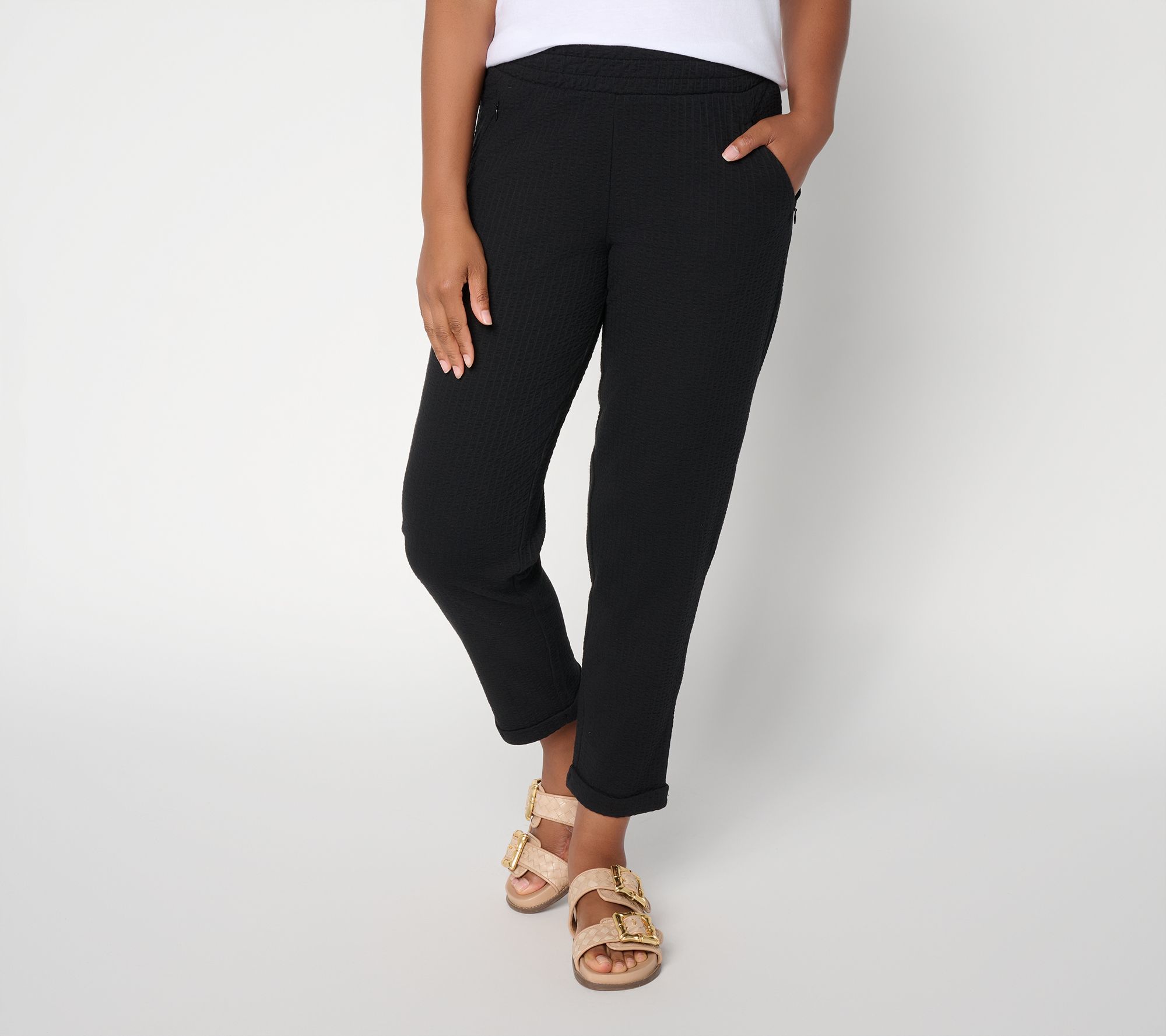 AnyBody Petite Jacquard Knit Tapered Ankle Pant
