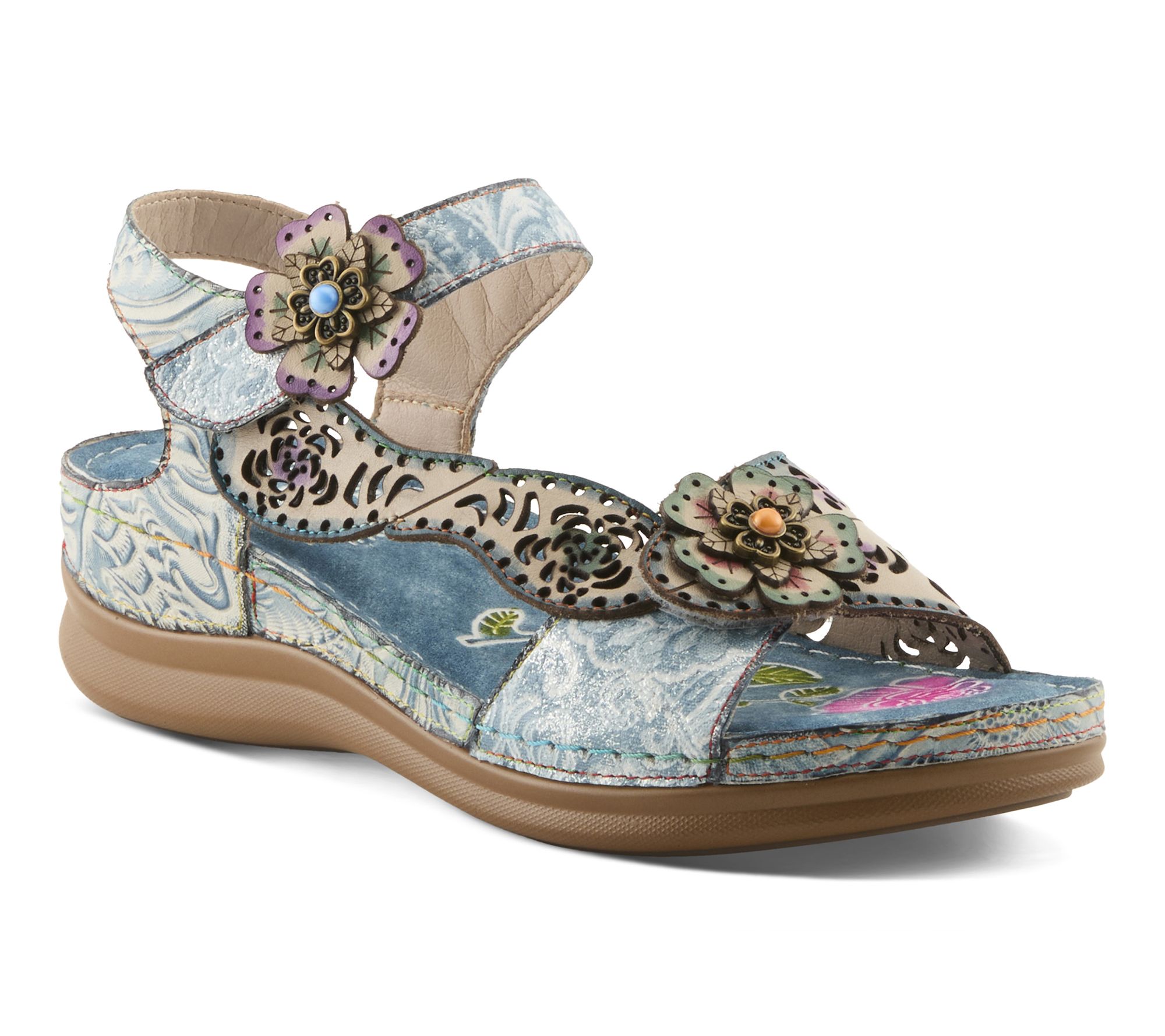 L'Artiste by Spring Step Leather Wedge Sandal -Script