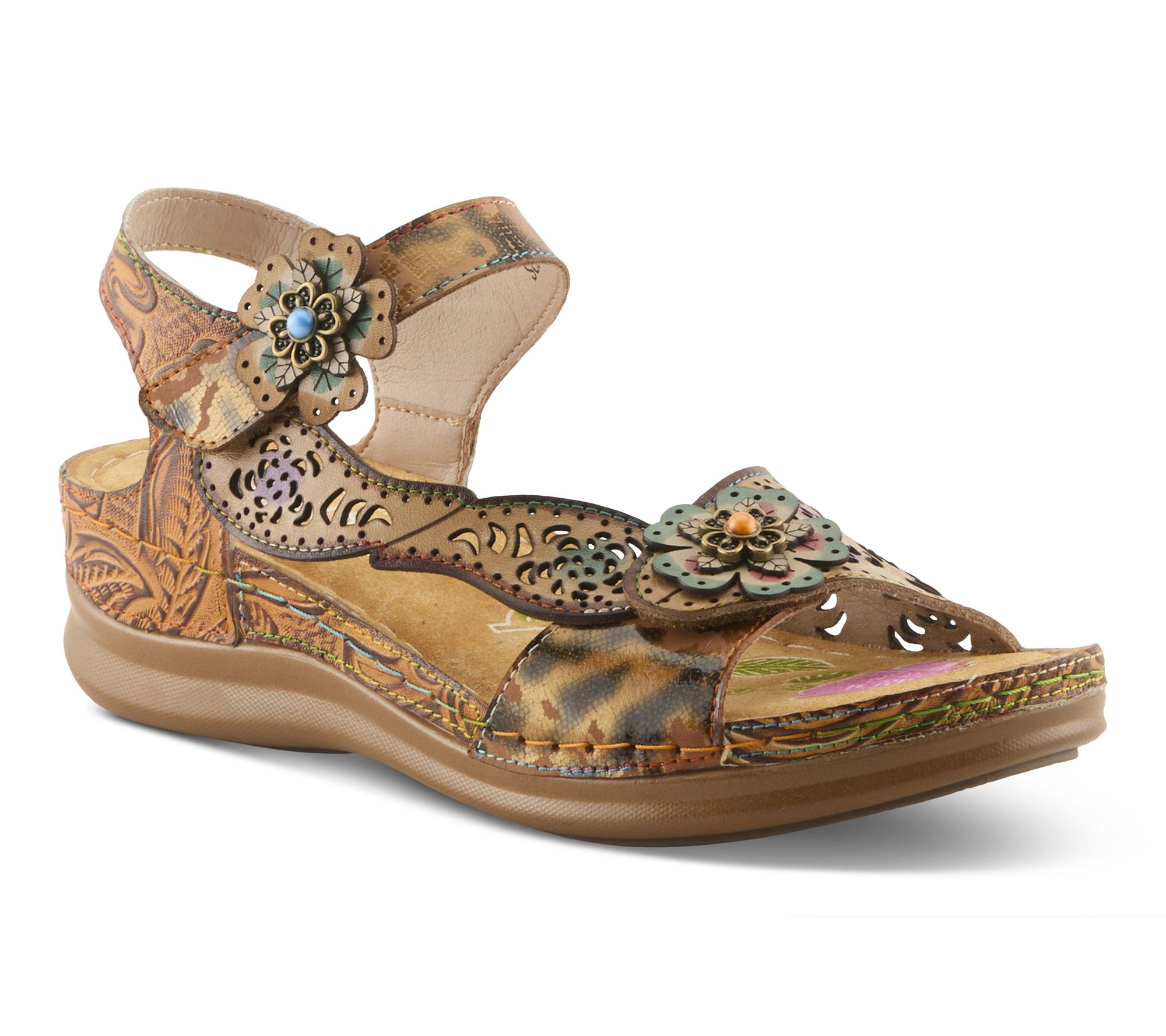 L'Artiste by Spring Step Leather Wedge Sandal -Script