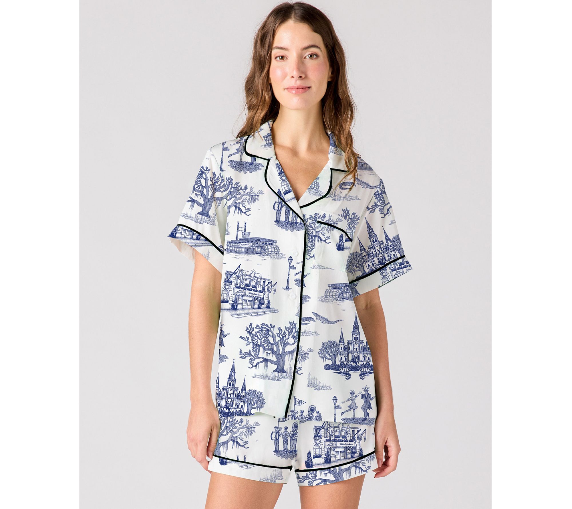 Katie Kime New Orleans Toile Pajama Shorts Set