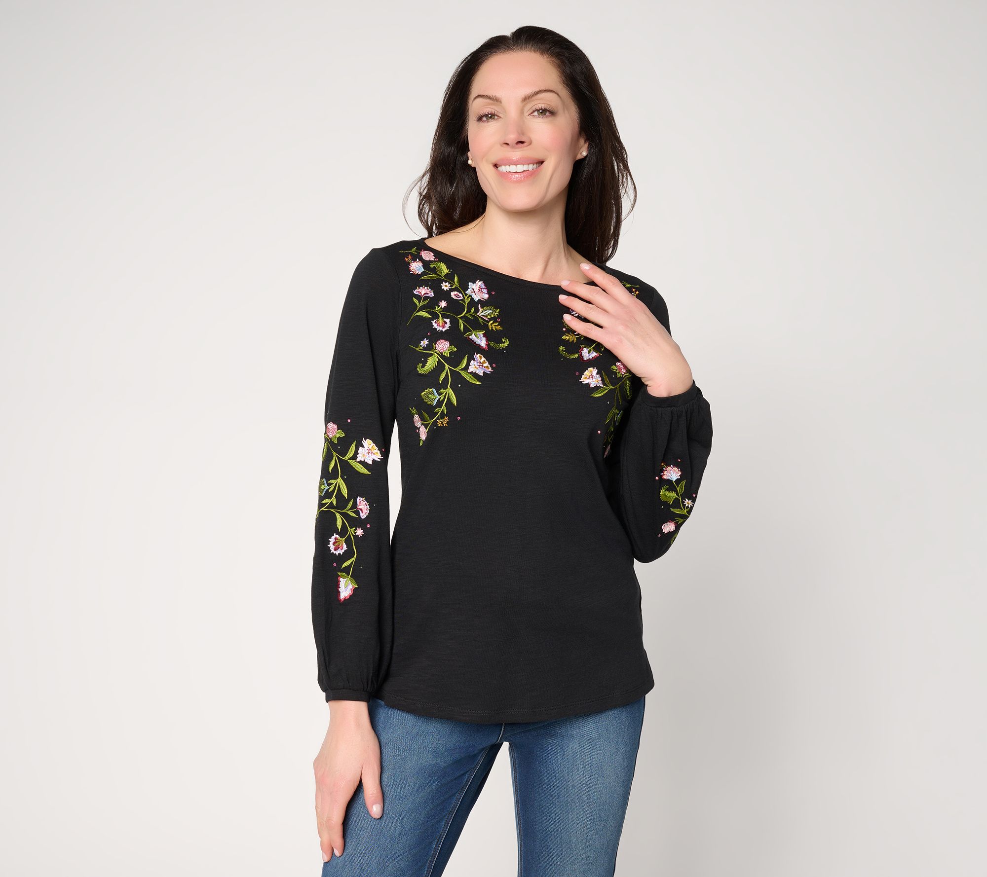 "As Is" Quacker Factory Swing Into Spring Bateau Neck Top