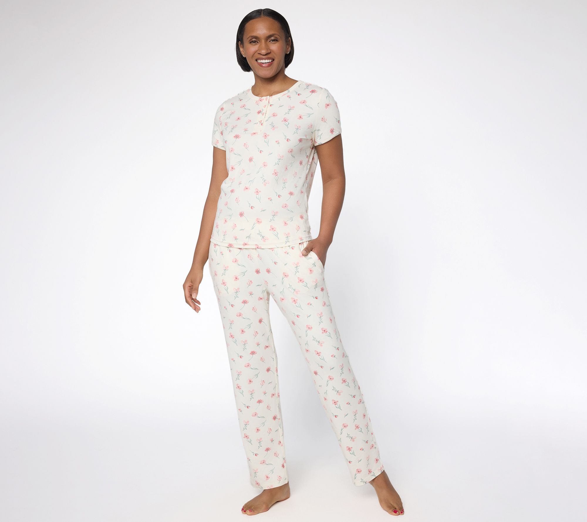 "As Is" Berkshire Homewear Petite Silky Smooth Pajama Set