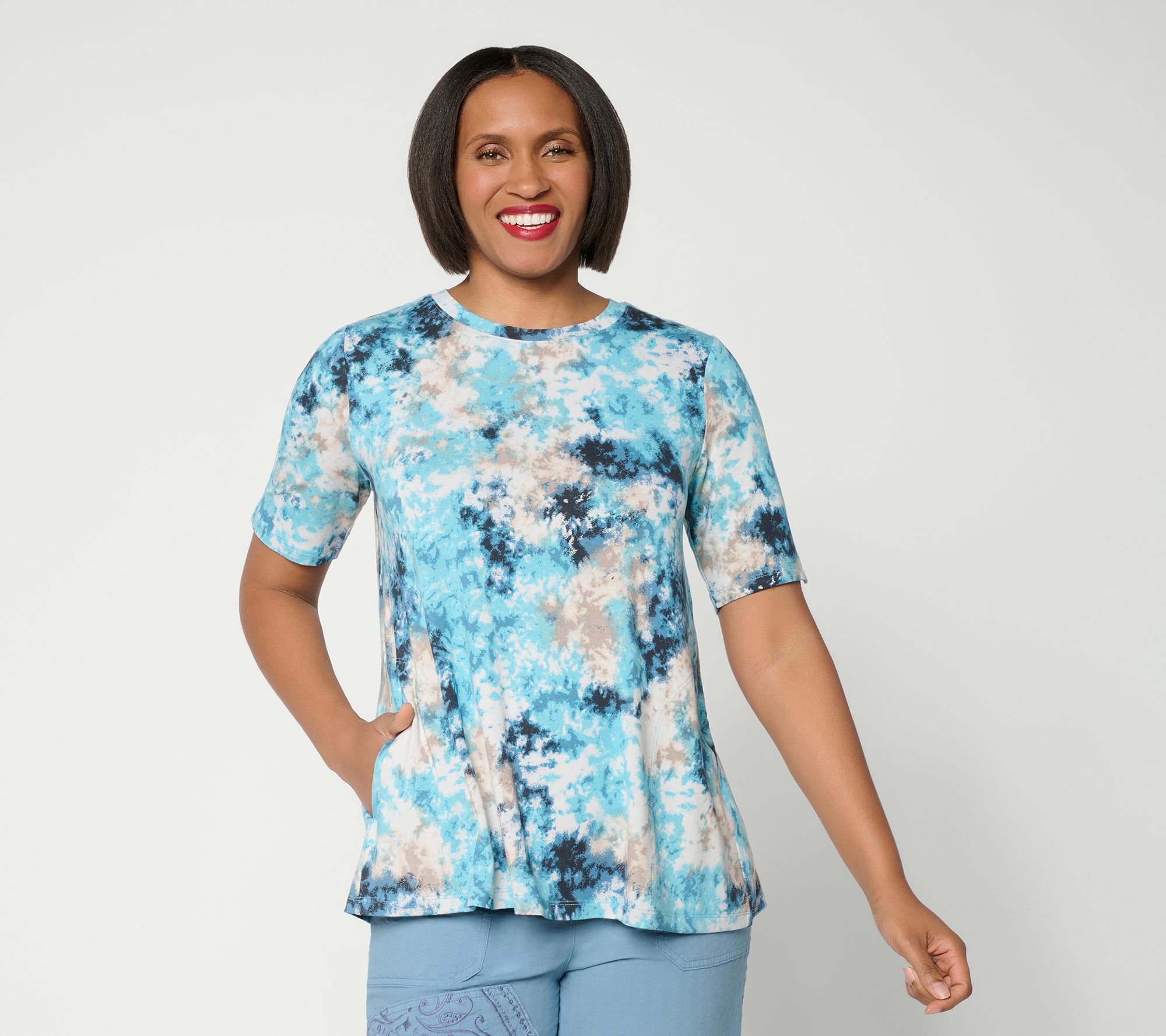 "As Is" LOGO by Lori Goldstein Rayon 230 Dye Effect Printed Top