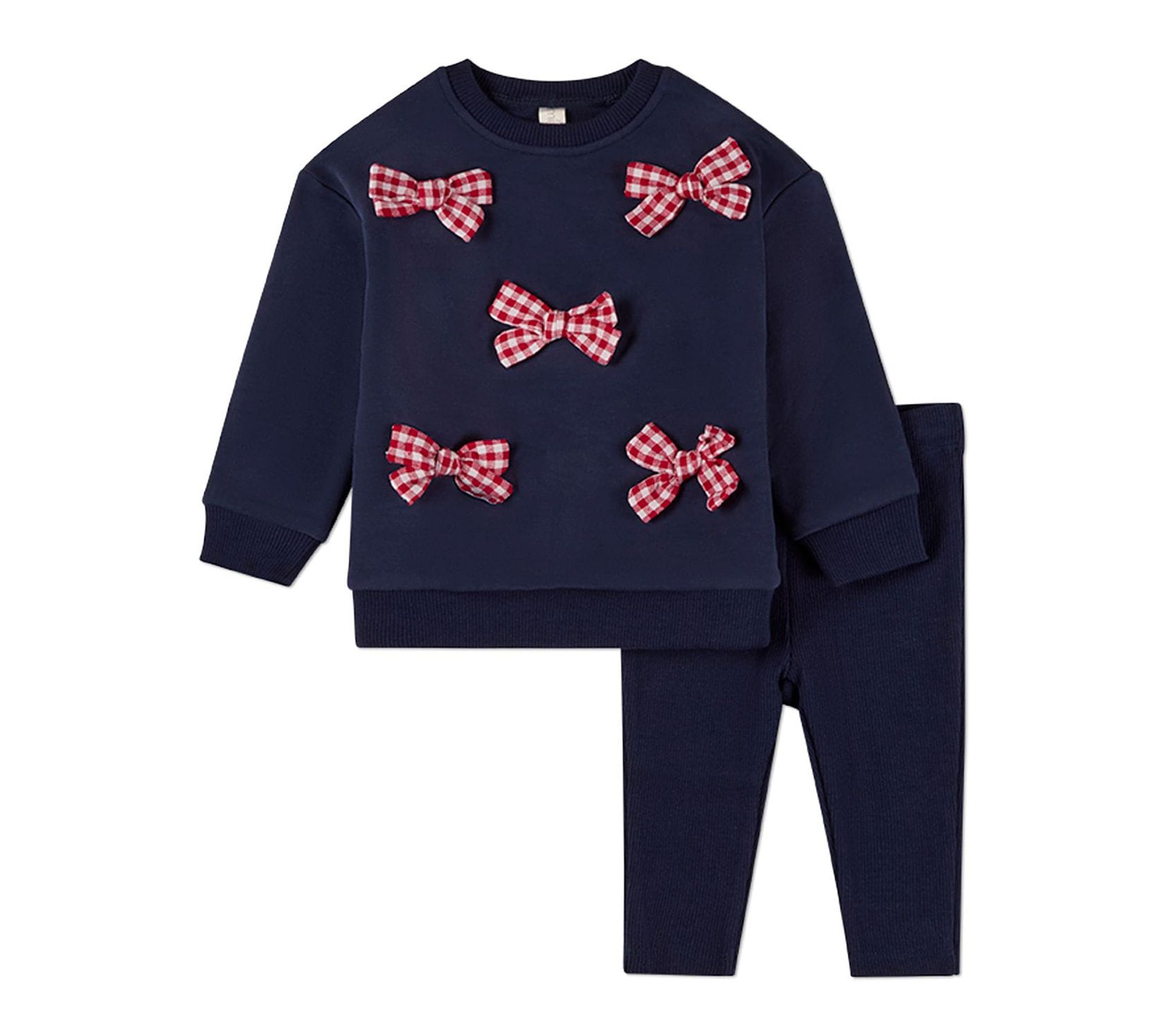 MiniMoi The Gingham Bow Sweatshirt 2 Piece Set