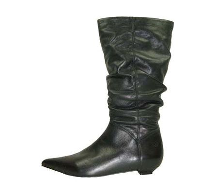 Bronx Fabia Leather Pointy Toe Flat Scrunch Boot — QVC.com