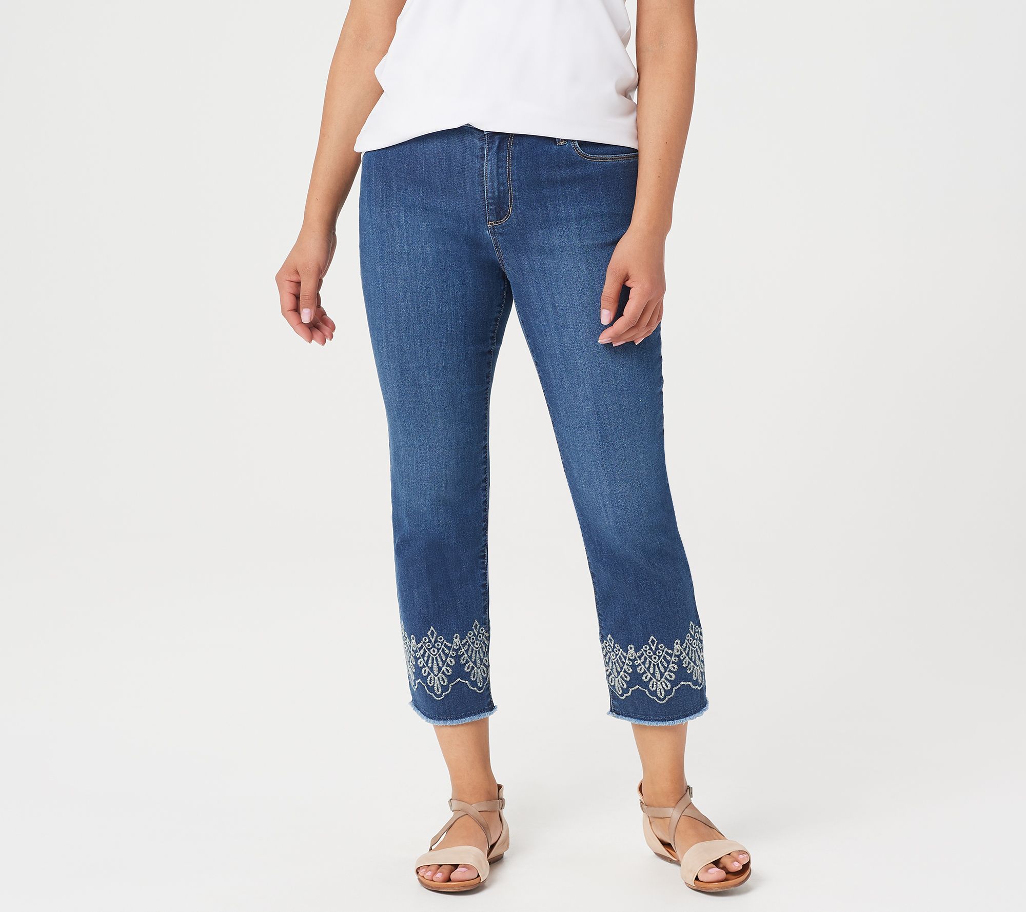 Susan Graver Regular High Stretch Denim Crop Jeans - QVC.com