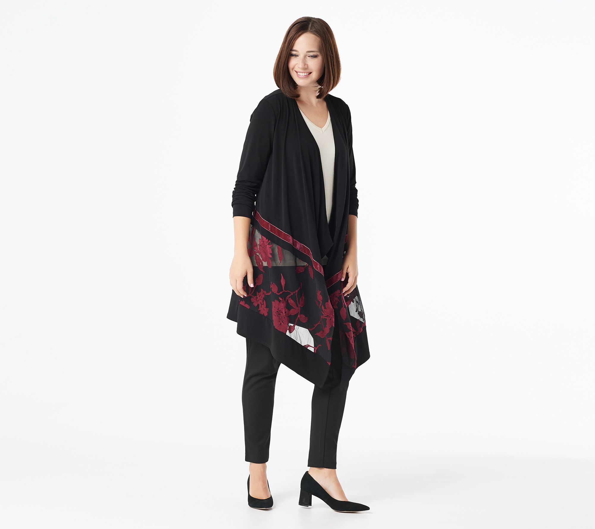 GRAVER Susan Graver Petite Liquid Knit Burnout Cardigan - QVC.com