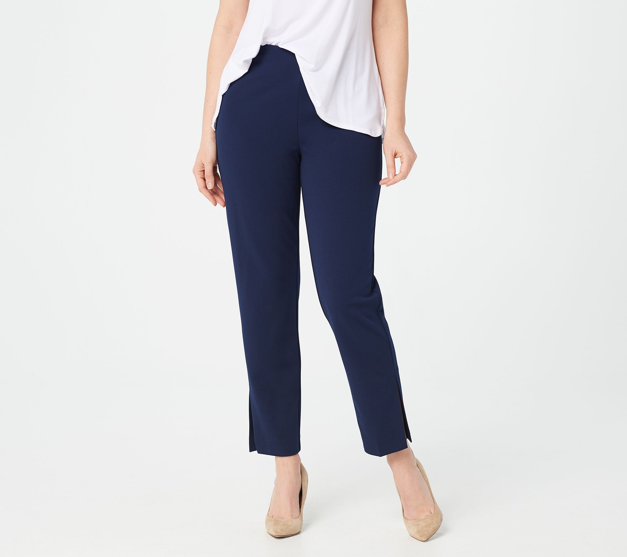 Dennis Basso Luxe Crepe Slim-Leg Pull-On Ankle Pants - QVC.com